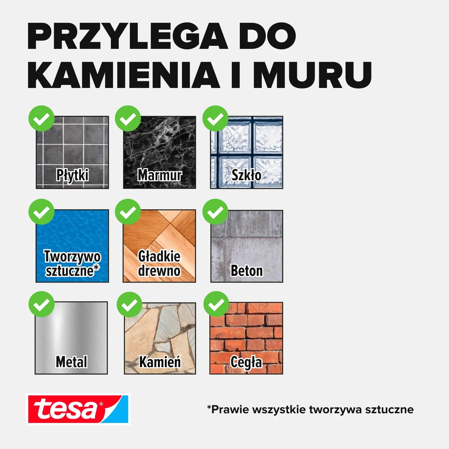 tesa Śruba klejąca do muru i kamienia, moc trzymania 5 kg, czworokątna, 2 sztuki