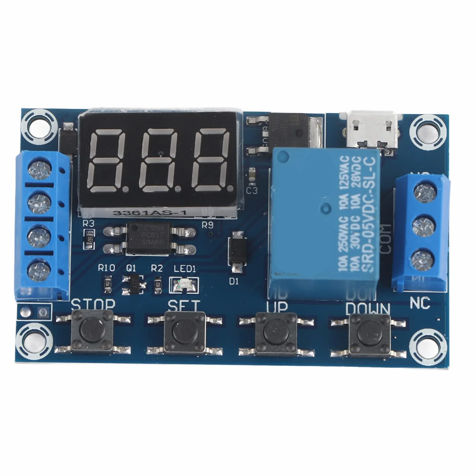 VOBOR DC 6-30 V moduł przekaźnikowy z czasem, opóźnienie włączania/wyłączania cyklu przekaźnika czasowego taśmy / wyświetlacz cyfrowy LED Micro USB 5 V do sterowania inteligentnym domem