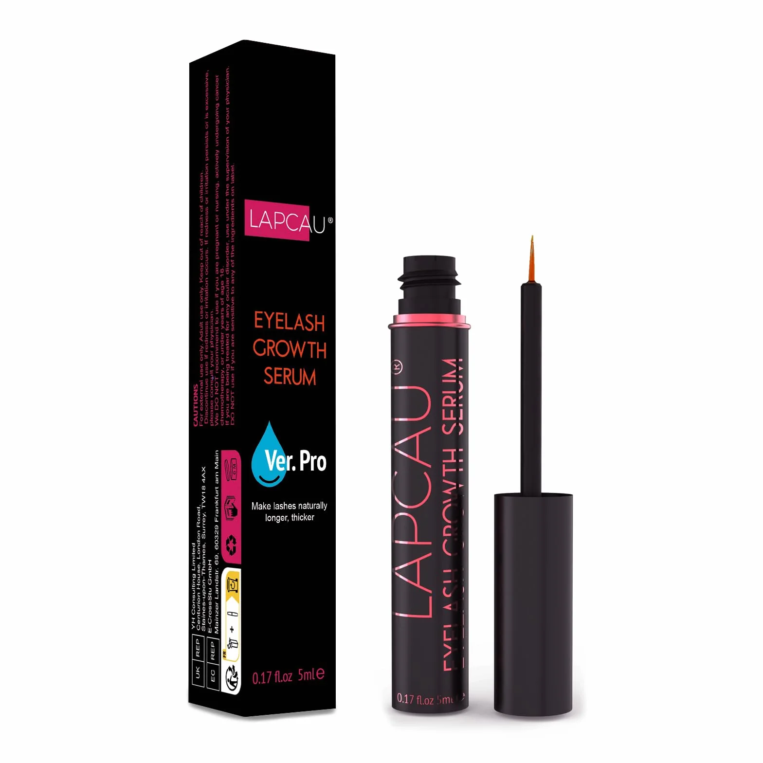 Serum do rzęs 5 ml – Long Lashes serum do wzrostu rzęs, bez hormonów, dla dłuższych i pełniejszych rzęs, serum bez hormonów