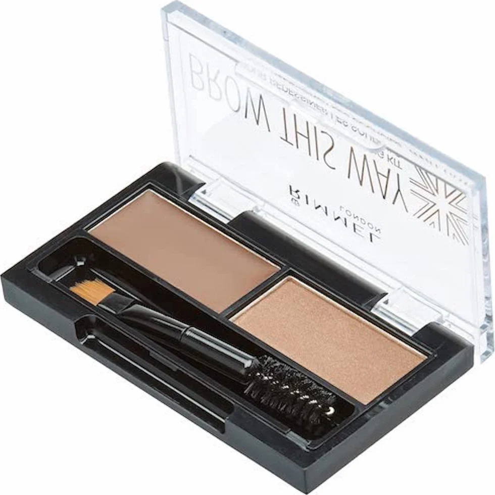 Rimmel Brow This Way paleta do brwi, wosk i cień do brwi w jednym produkcie, trwały efekt, nr 002 – Medium Brown