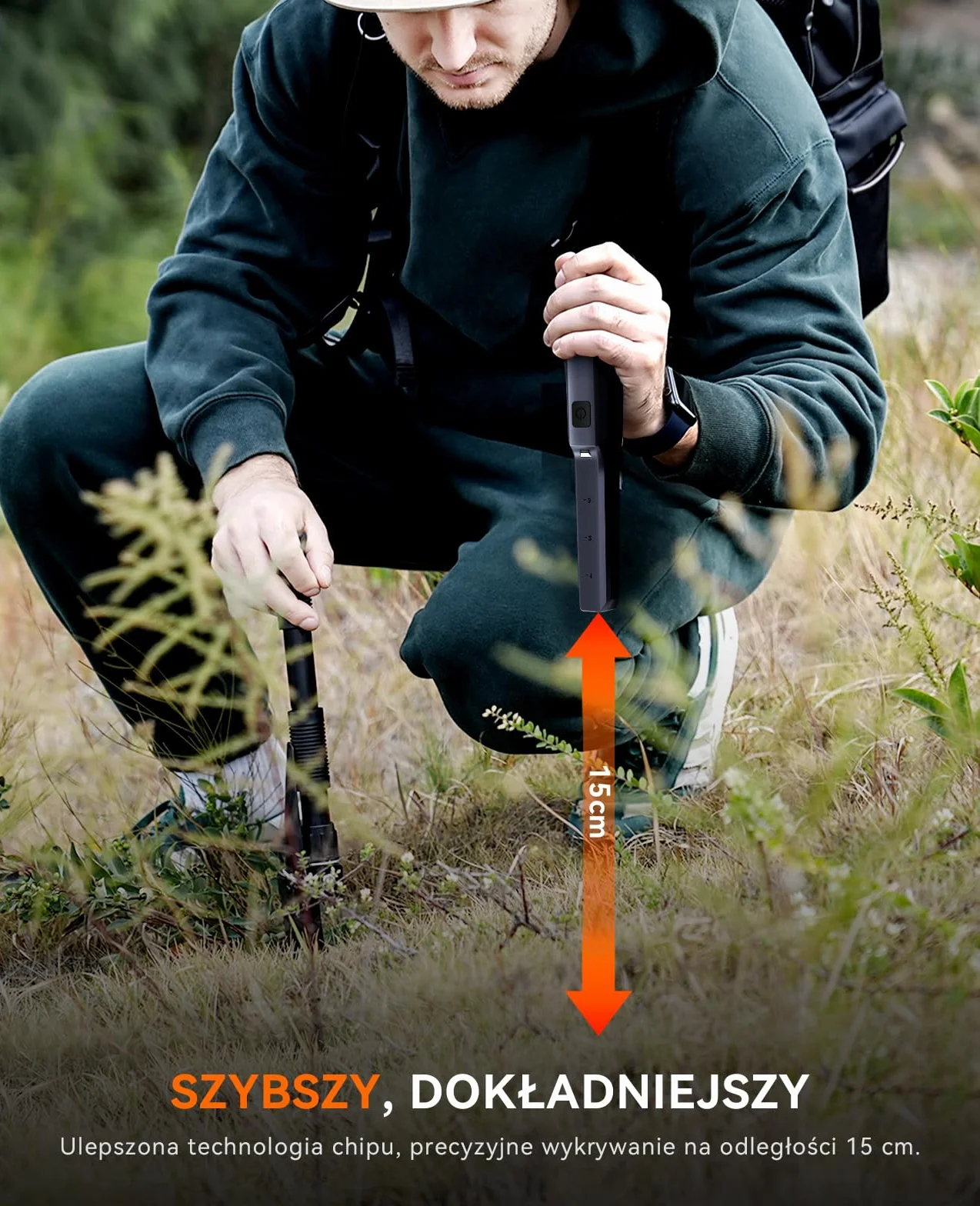 SUNPOW pinpointer wykrywacz metali IP68 wodoodporny 15h pracy 360° wysoka czułość