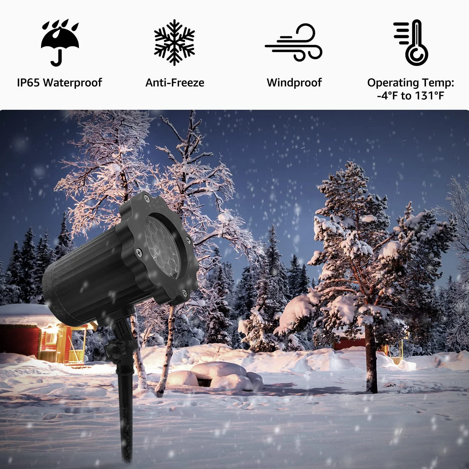 MATEPROX Projektor bożonarodzeniowy LED, wodoszczelny, płatki śniegu, lampa do ogrodu, trawnika, domu, imprez, festiwalów