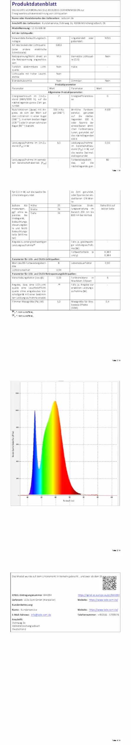 ledscom.de 3 sztuki żarówek LED GX53, białe (4100 K), 6,5 W, 550 lm, 3-stopniowy ściemniacz, matowe