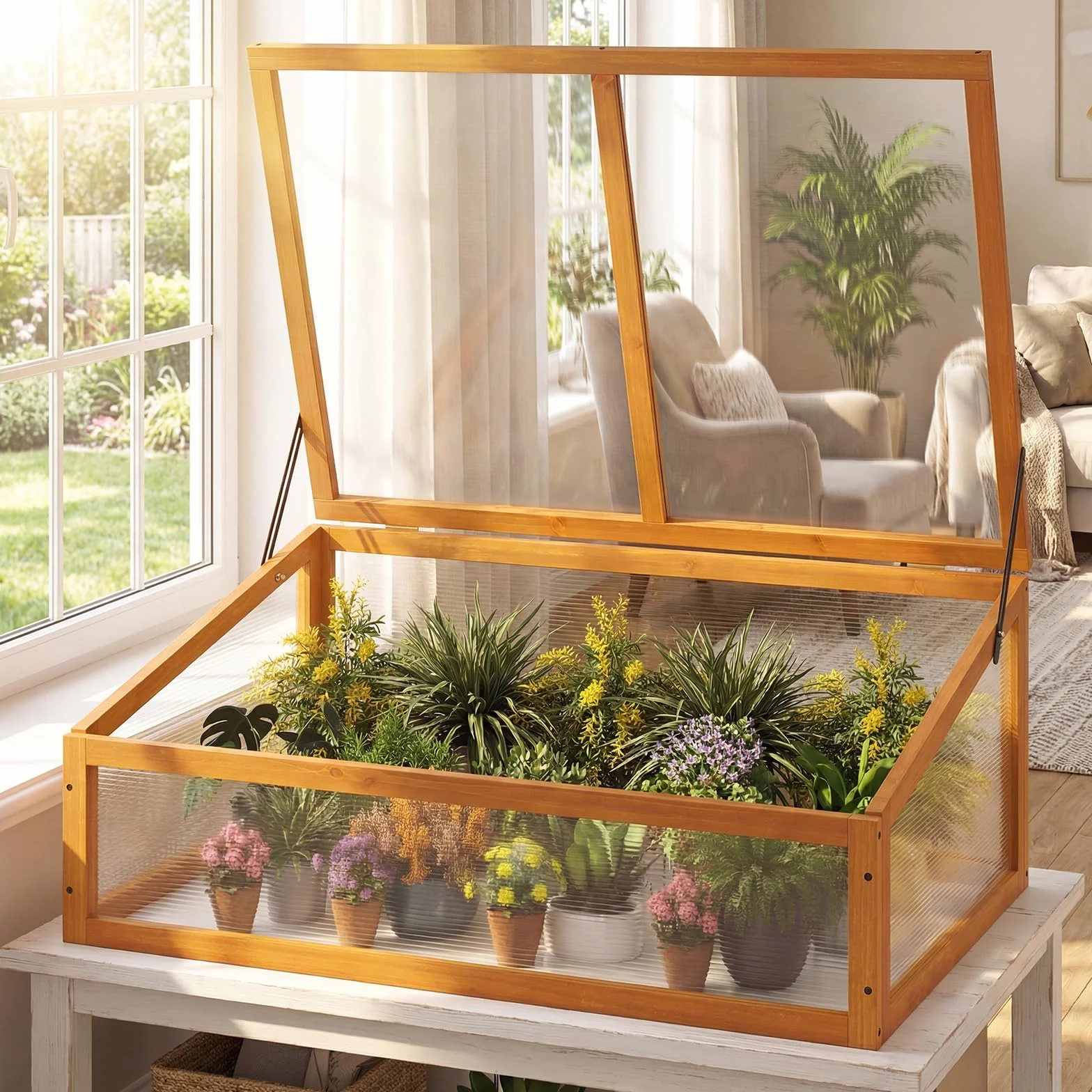 COSTWAY mini szklarnia nakładka do inspektu 94 x 63 x 40 cm pomarańczowa