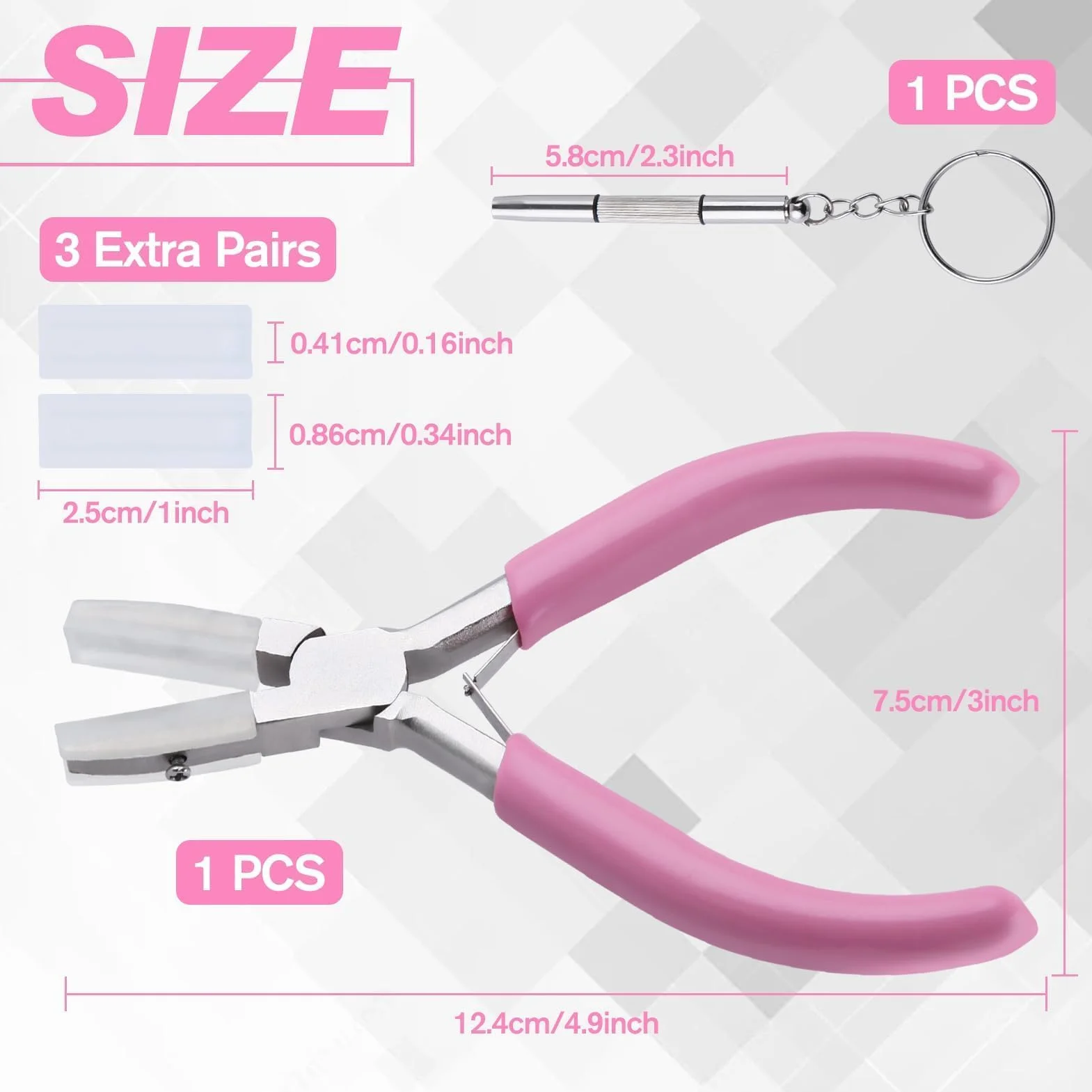 LEONTOOL Podwójne nylonowe szczypce do szczęk, 15 cm, z 3 parami wymiennych końcówek i śrubokrętem, płaskie nylonowe szczypce szczękowe do wyrobu biżuterii, narzędzie do nawijania drutu