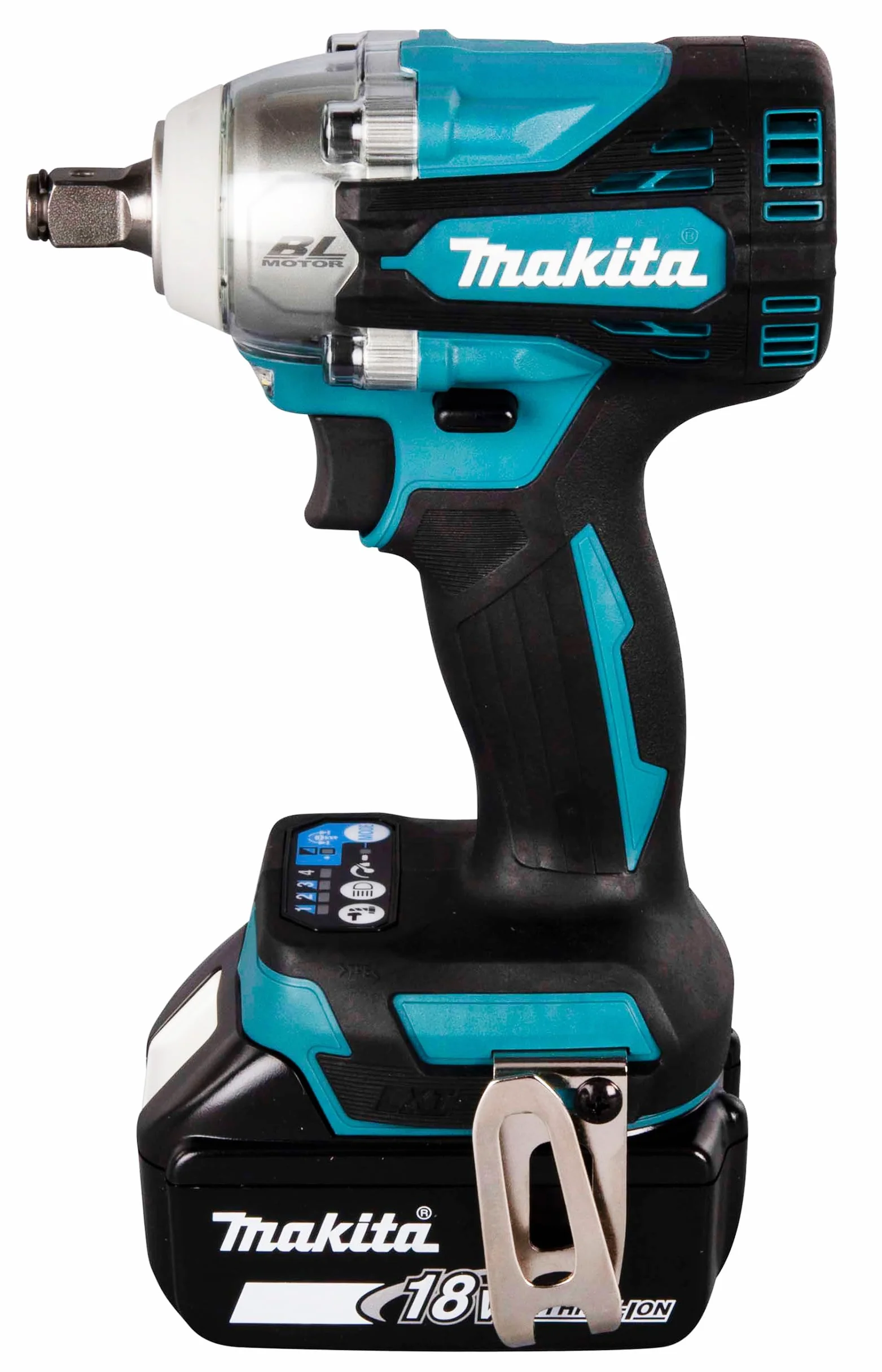 Makita DTW300TJX7 akumulatorowa wkrętarka udarowa 18 V w zestawie szybka ładowarka DC18RC i 2 x akumulatory BL1850B 5,0 Ah + 14-częściowy zestaw końcówek udarowych (E-16586) w MAKPAC rozm. 2