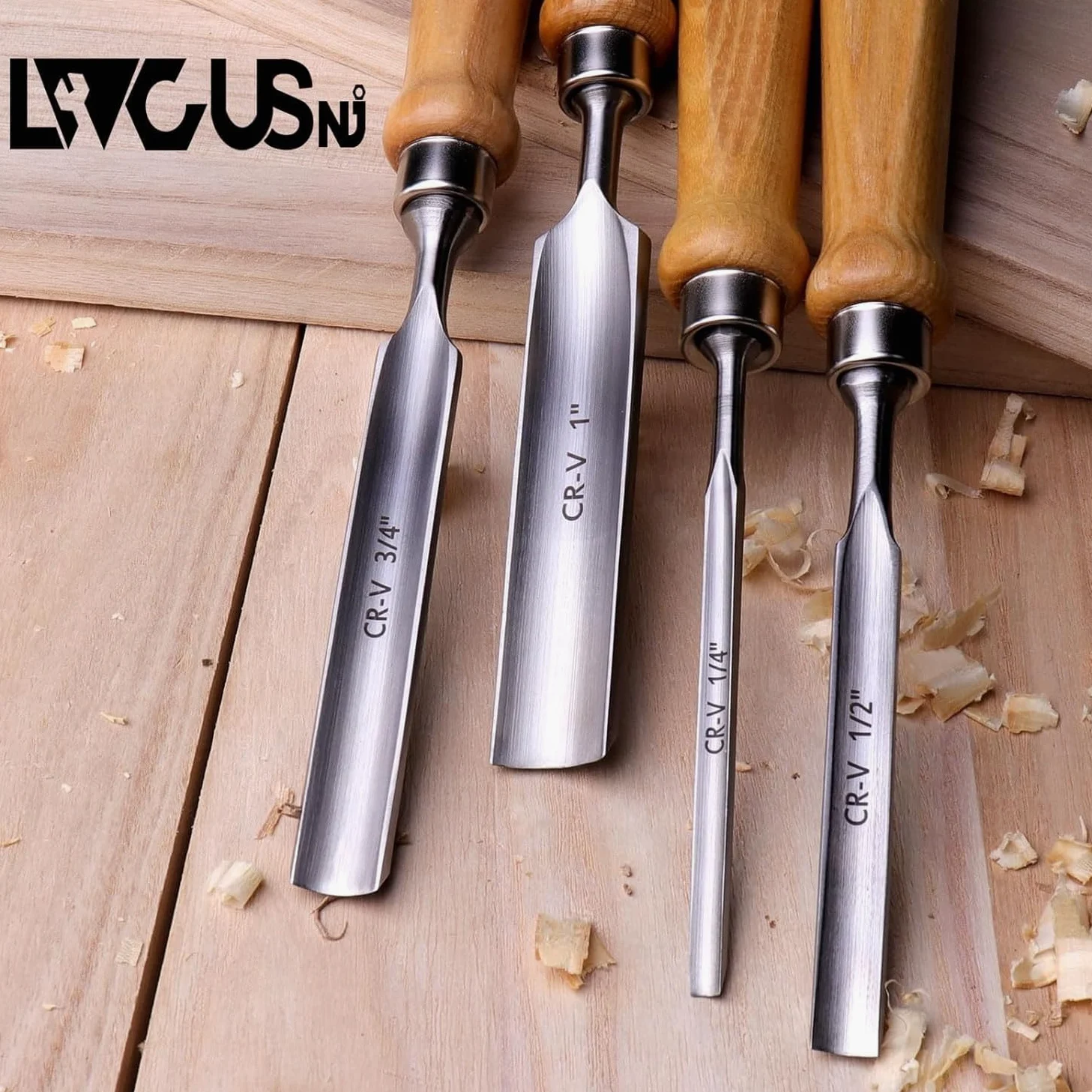 Zestaw dłut do drewna ze stal CR-V do obróbki drewna wypukłe półokrągłe dłuto 1 cal (25 mm), 4Pcs-4Rozmiary, 4Pcs-4Rozmiary
