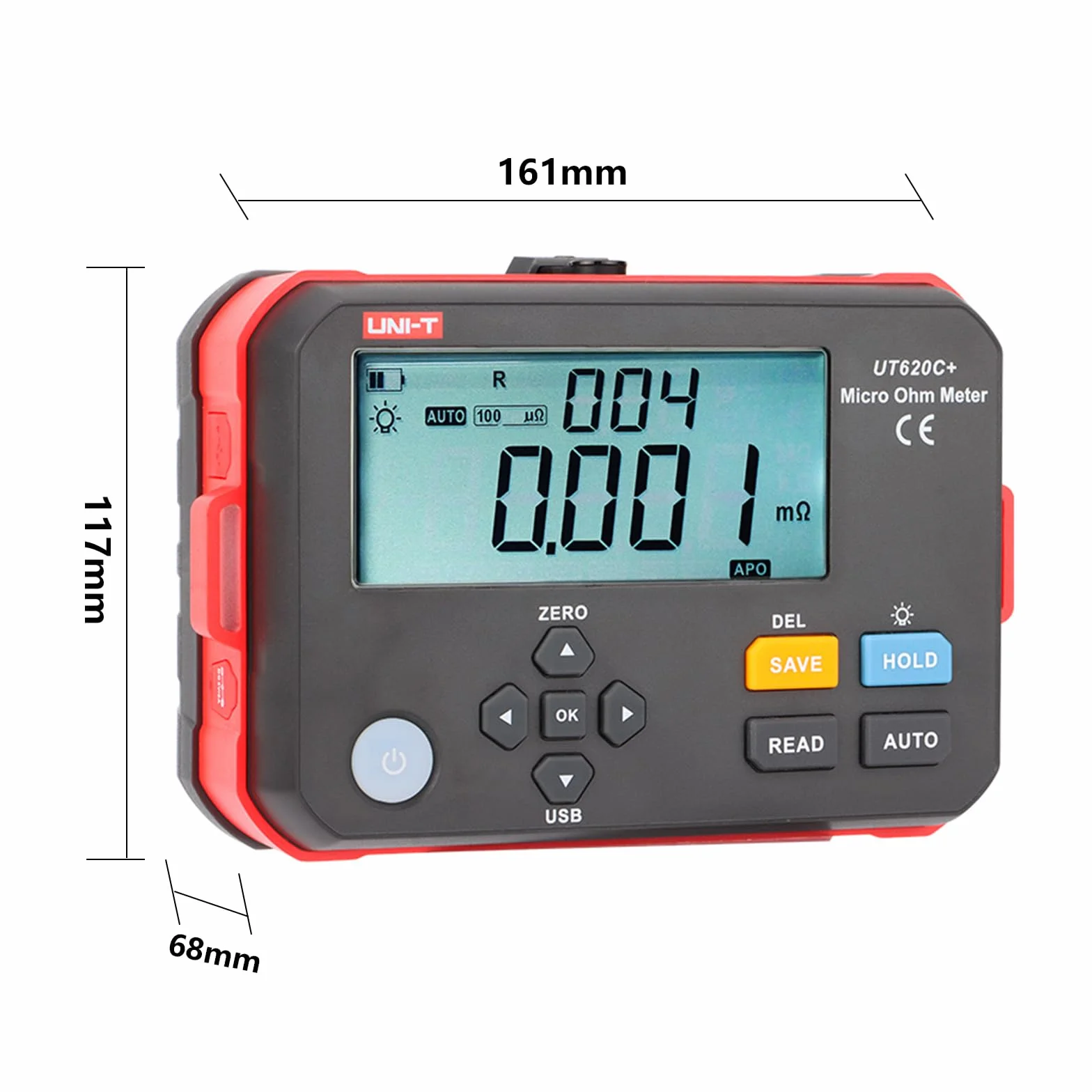 UNI-T UT620C+ cyfrowy miernik niskiego oporu DC, mikro-omomierz, tester rezystancji kabli, przewodów/cewek/silników, 0,001 mΩ ~ 300,0 kΩ
