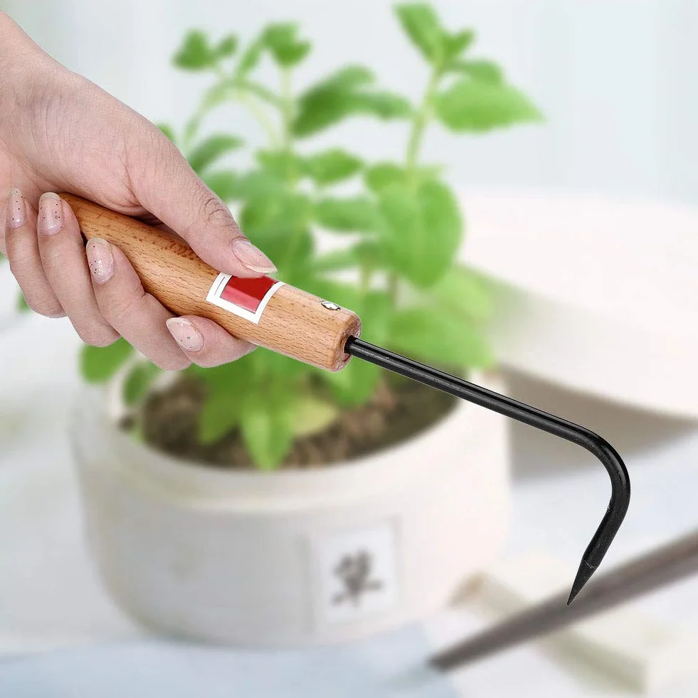 Żelazny i Bukowy Bonsai Root Hook Drewniany Uchwyt Pielenie Hak Narzędzia Bonsai Narzędzia i Materiały Ogrodnicze