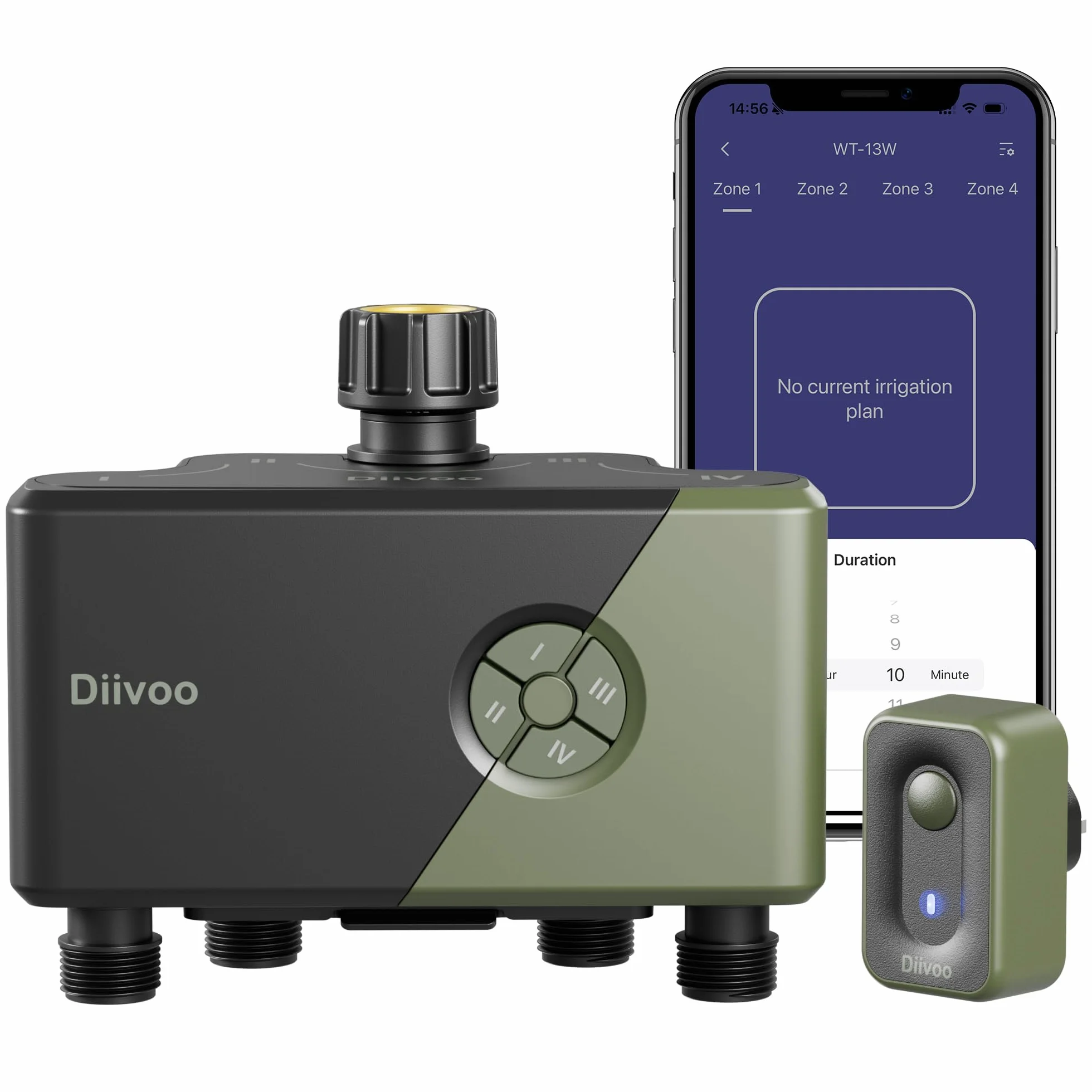 Diivoo 4-drożny automatyczny sterownik nawadniania z 24 programami, 2 trybami, opóźnieniem deszczu, kompatybilny z Alexa