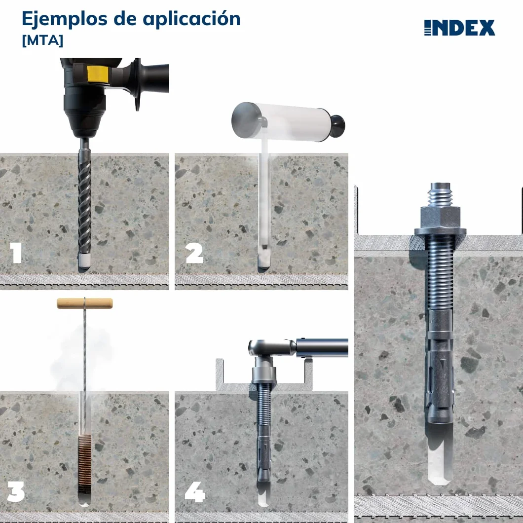 INDEX Fixing Systems 50 sztuk kotw do dużych obciążeń, ocynkowane, M12 x 90 mm, średnica 12 mm