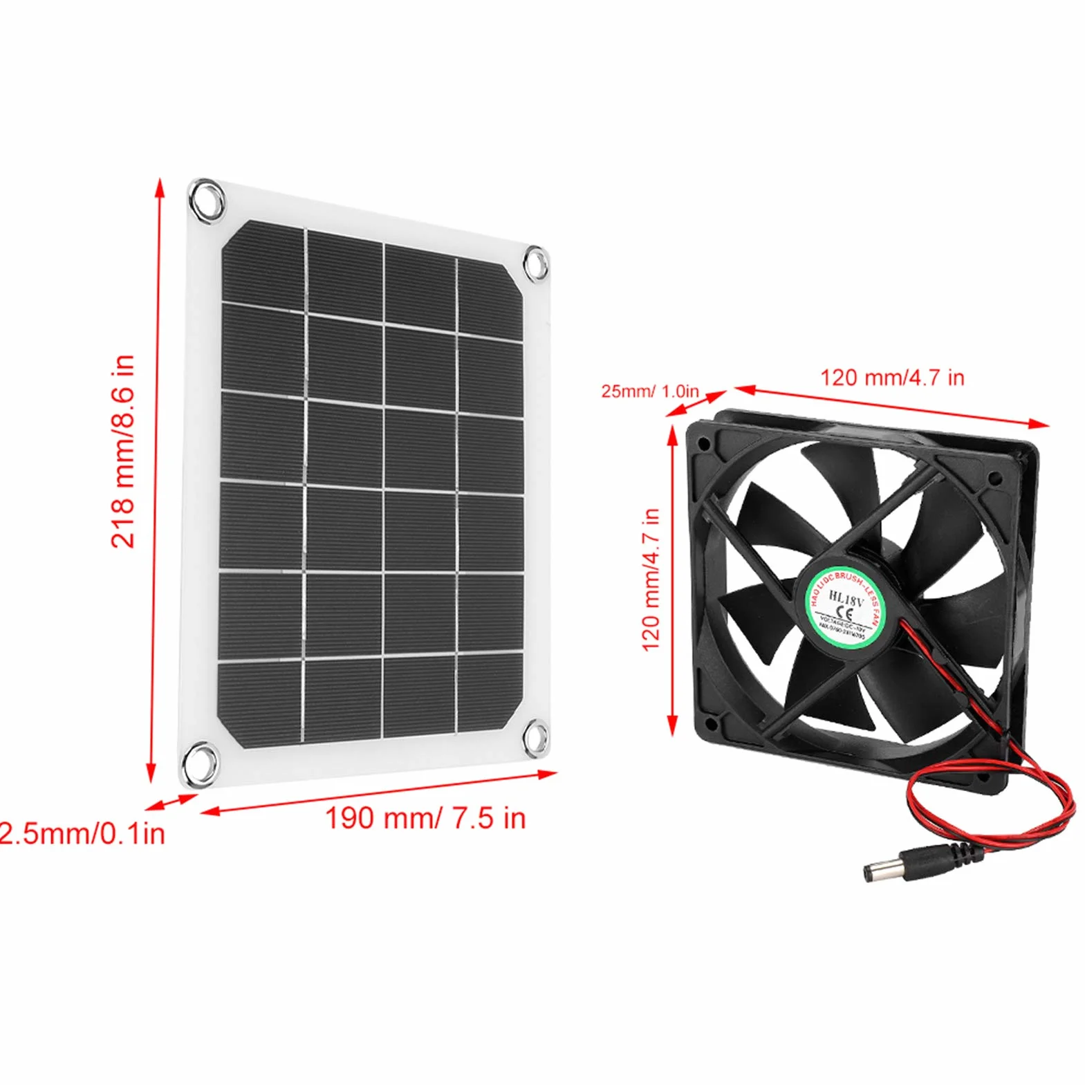 Wentylator solarny 10 W 4,7" IP67 wodoszczelny zasilany energią słoneczną do kurników szklarni