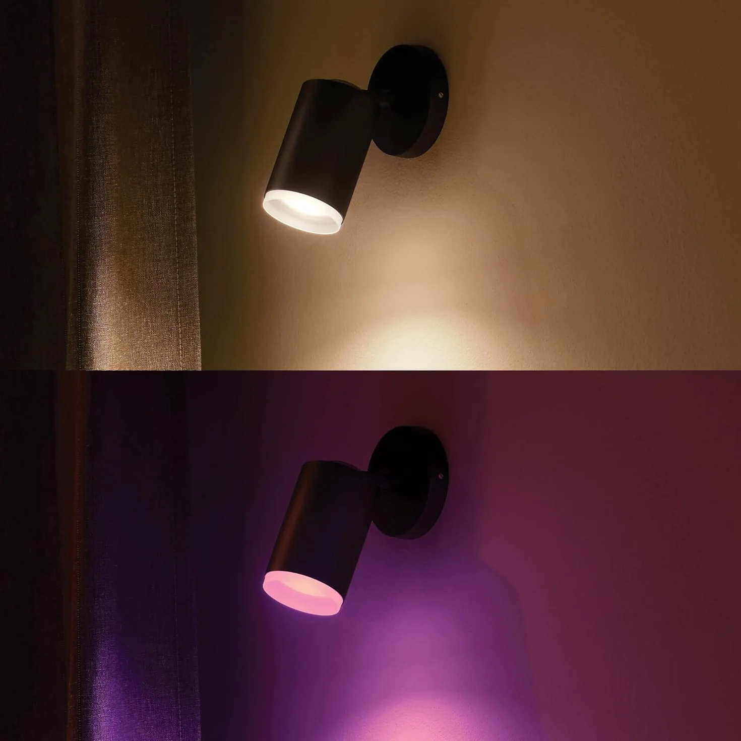 Philips Hue White & Colour Ambiance Fugato Spot 1 flg. zwart 1x350lm, dimbaar, 16 miljoen kleuren, bedienbaar za pośrednictwem aplikacji, kompatybilny z Amazon Alexa (Echo, Echo Dot)