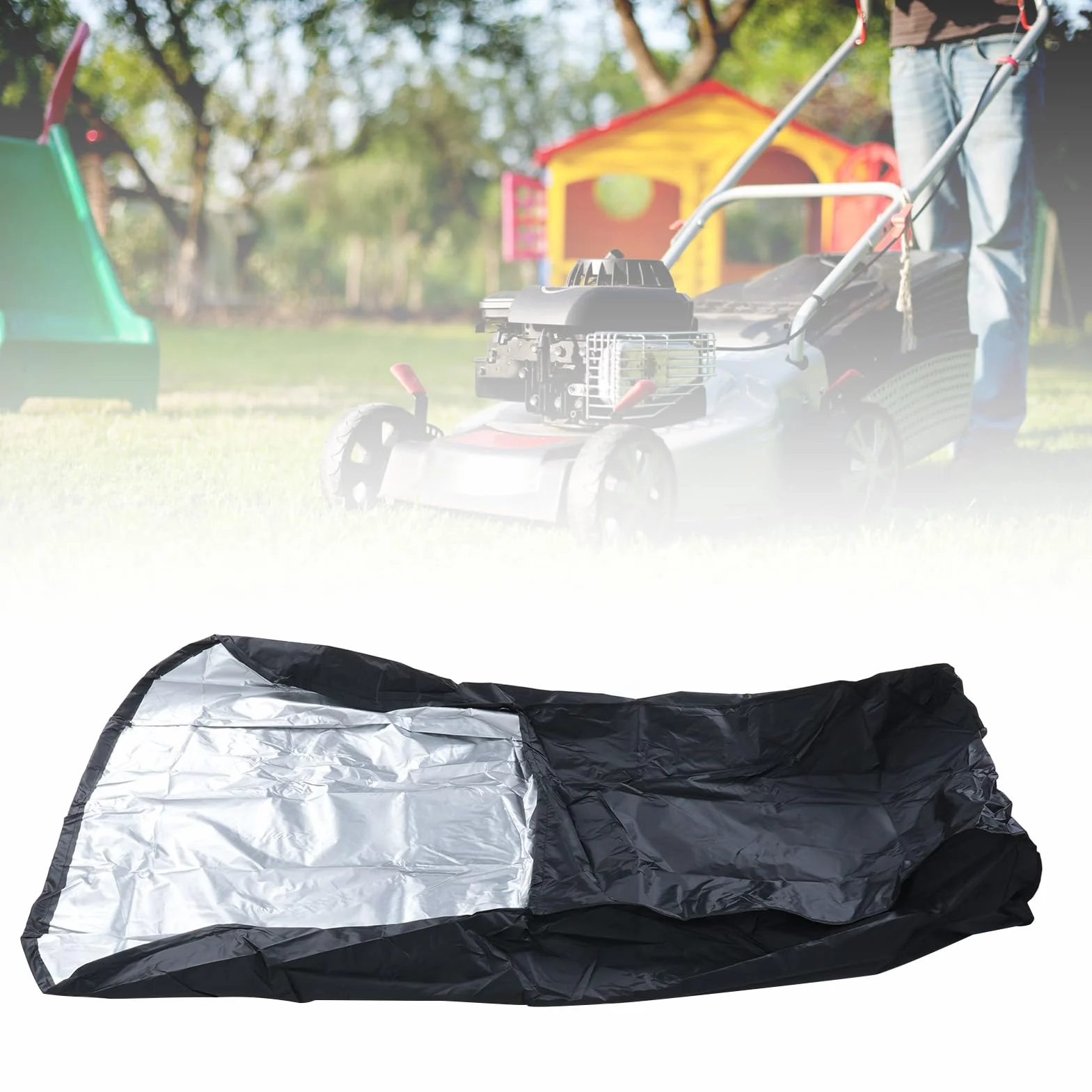 Pokrywka Kosiarki Xford Universal Fit Push Lawn Mower 210D Oxford Fabric Cover z Torbą, Czarny