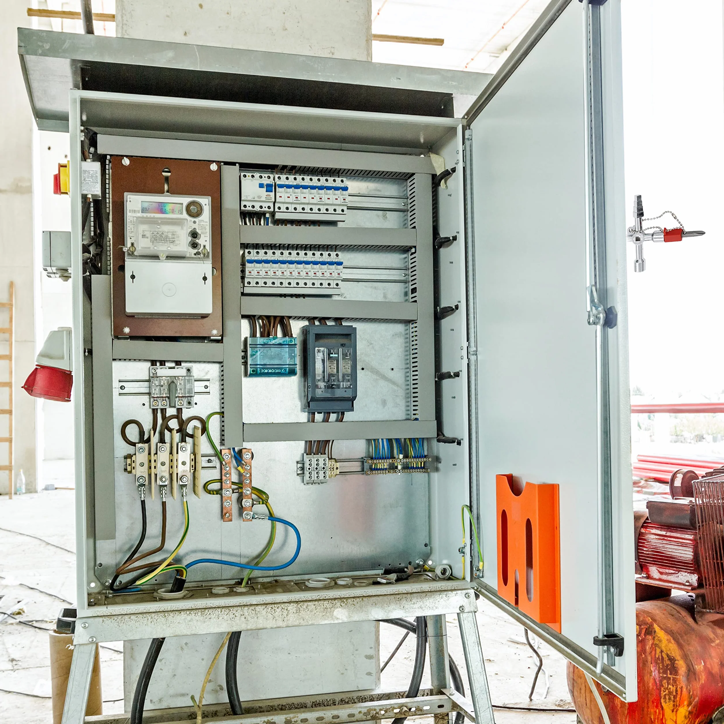 Retoo Klucz uniwersalny, klucz do szafy sterowniczej, 7 w 1 do powszechnie stosowanych szafek i systemów odgradzających, klucz budowlany, do elektrycznego licznika wody i gazu, wielofunkcyjny