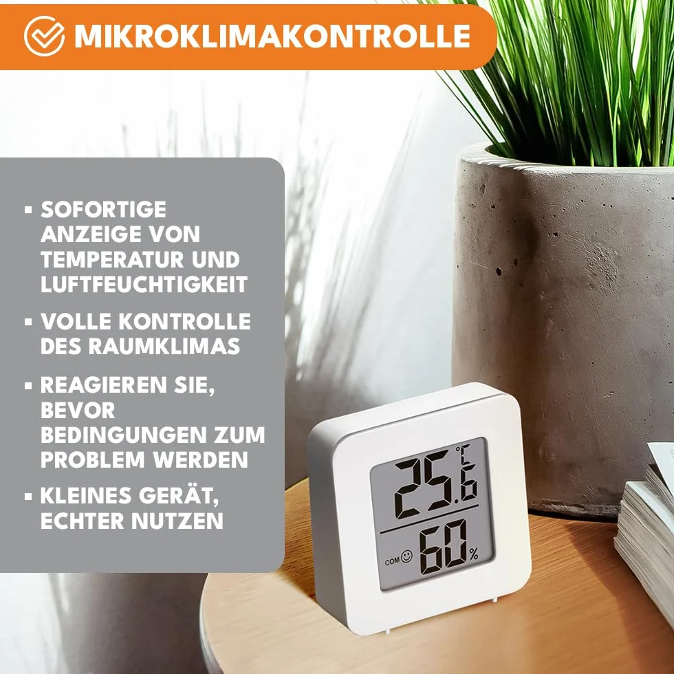 KRUMAD Termometr pokojowy z higrometrem Cyfrowy miernik wilgotności Wyświetlacz temperatury