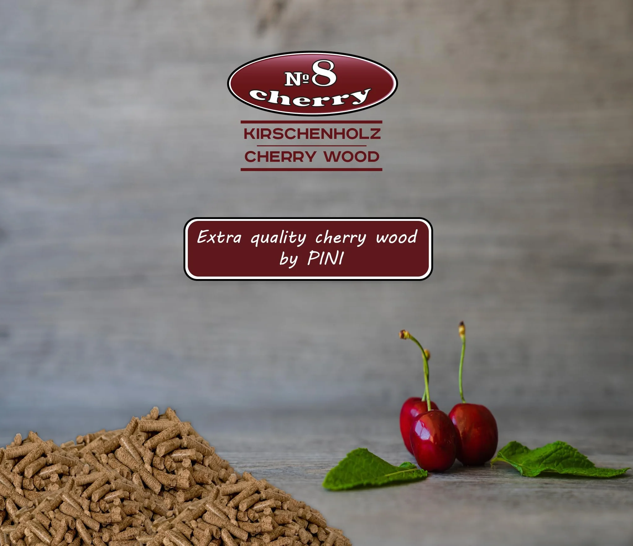 PINI Pellet grillowy № 8, wiśnia, 10 kg, pellet z twardego drewna do grillowania, wędzenia