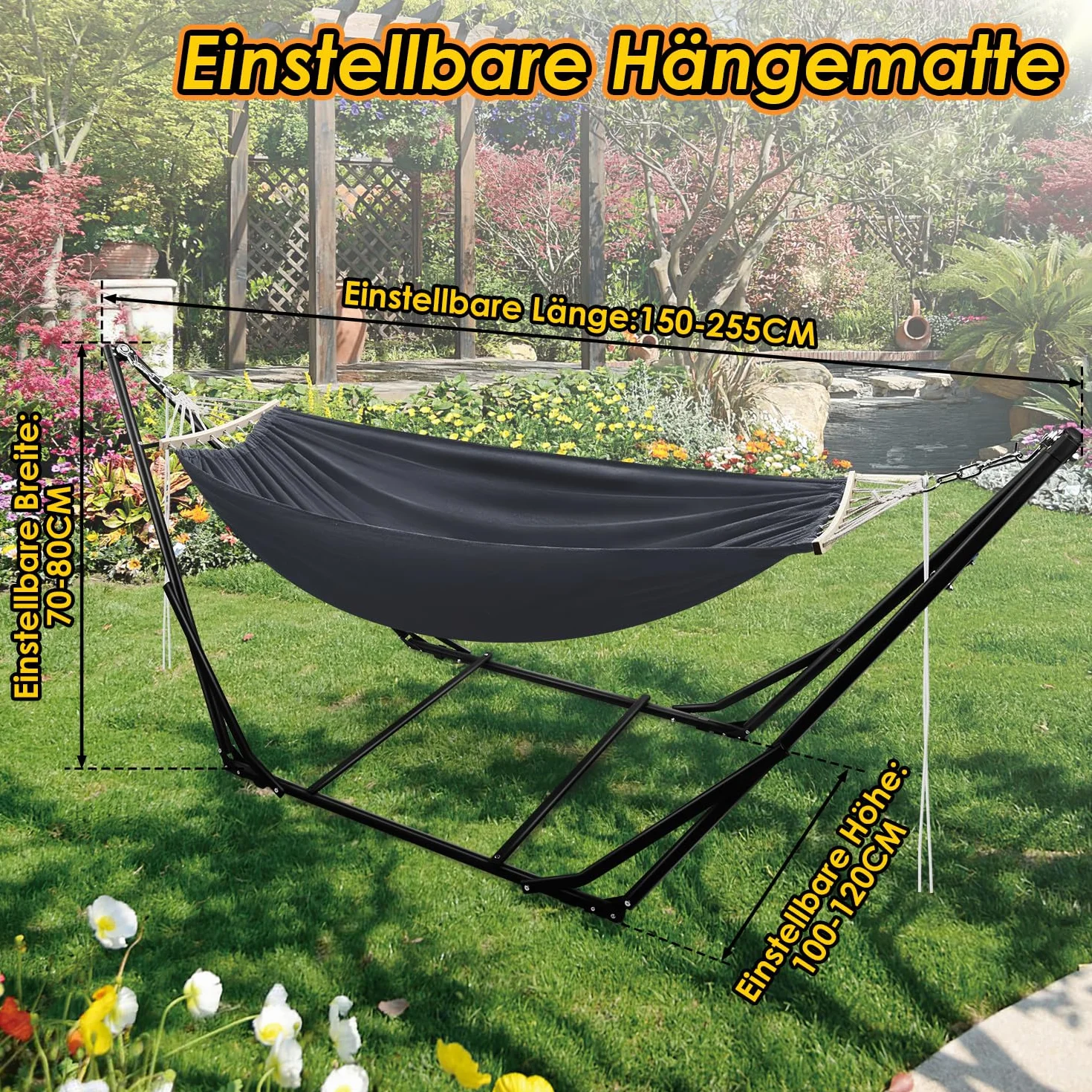 Sonnewelt Hamak ze stelażem metalowy do 150 kg ogród balkon