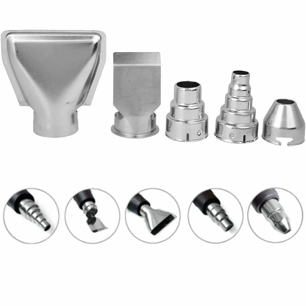 5pcs Hot Air Gun Nozzles Stainless Stee Heat Blower Tip Accessories