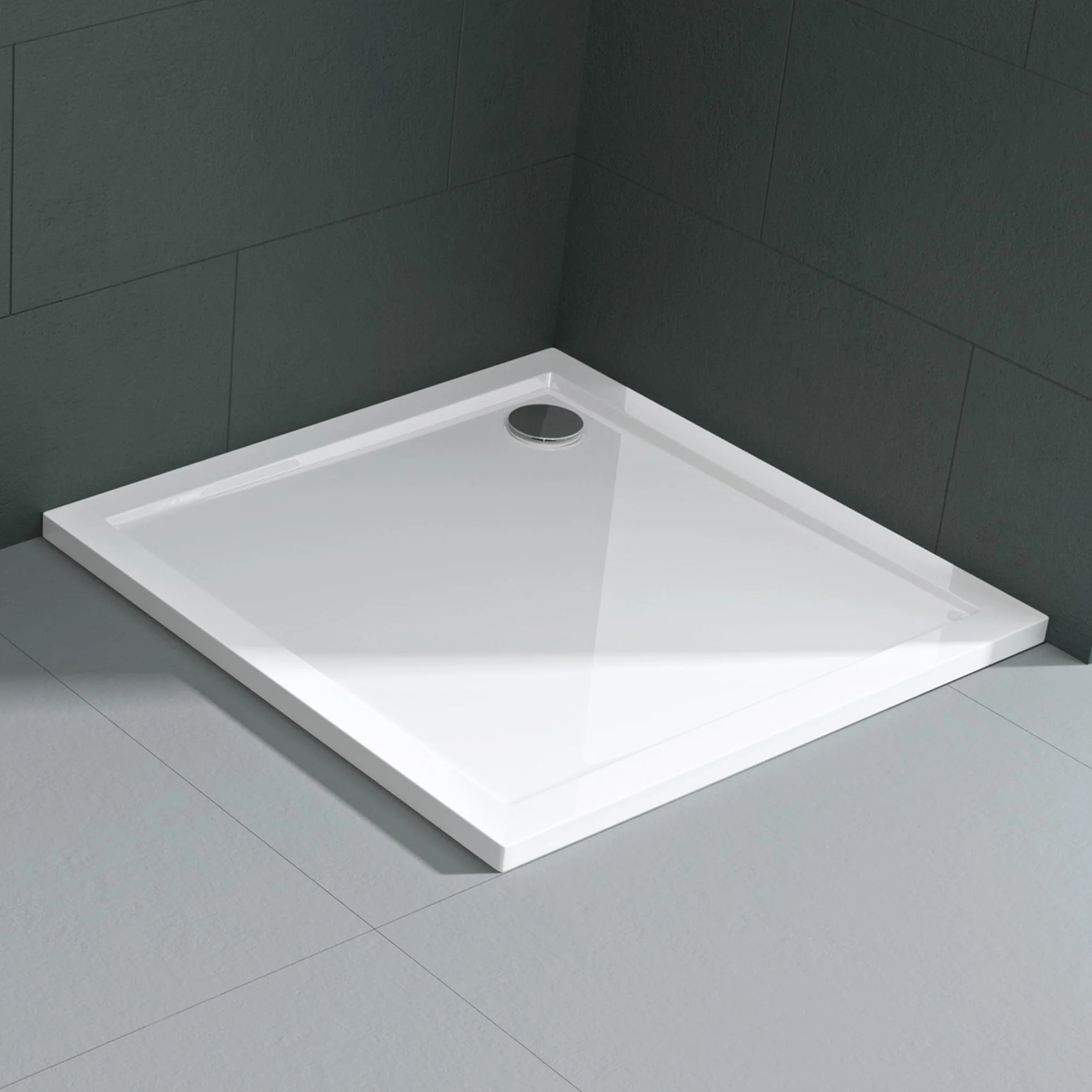 Mai & Mai® brodzik prysznicowy Faro w kolorze białym, kształt: kwadratowy, szer. x gł.: 70 x 70 x 4 cm