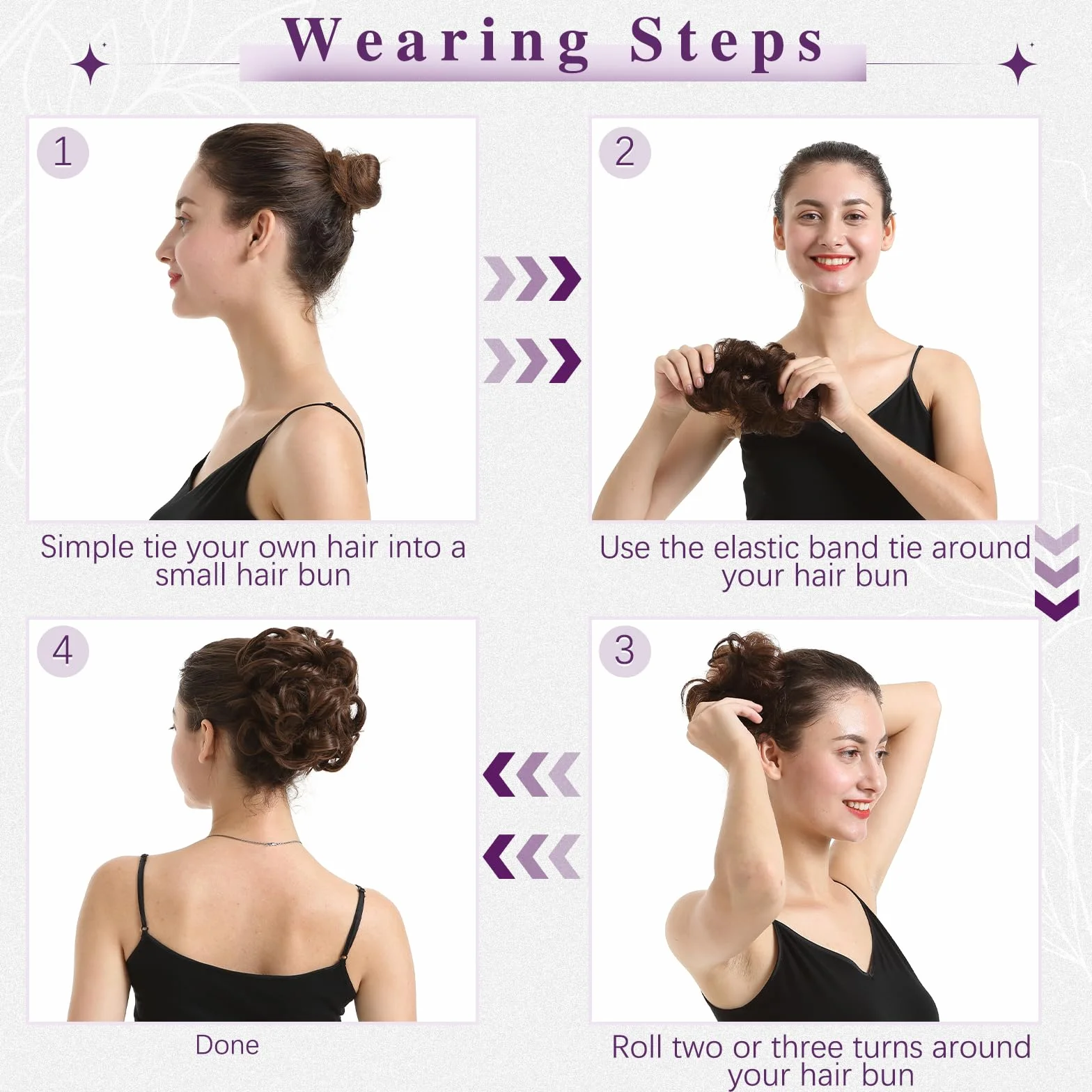 BARSDAR 2 sztuki treski Messy Bun z gumową taśmą, przedłużenie włosów dla kobiet, syntetyczne włosy, wysoko upięte fryzury, grube włosy, przedłużanie włosów, średni kasztanowy brąz, 2 sztuki