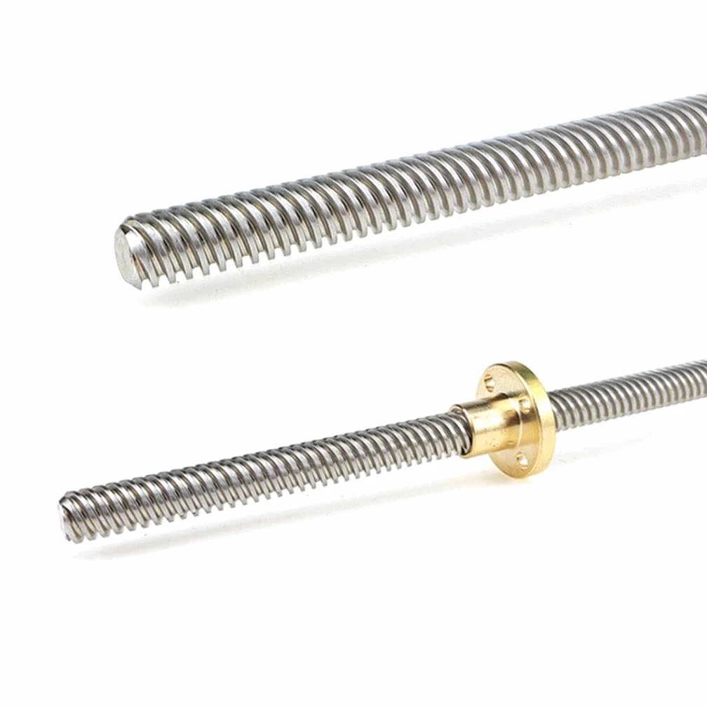 T8 Śruba Trapezowa Ze Stali Nierdzewnej + Nakrętka Miedziana Długość 100-1200 Mm Skok 14 Mm Śruba Typu T 1 Szt./1200Mm With Nut