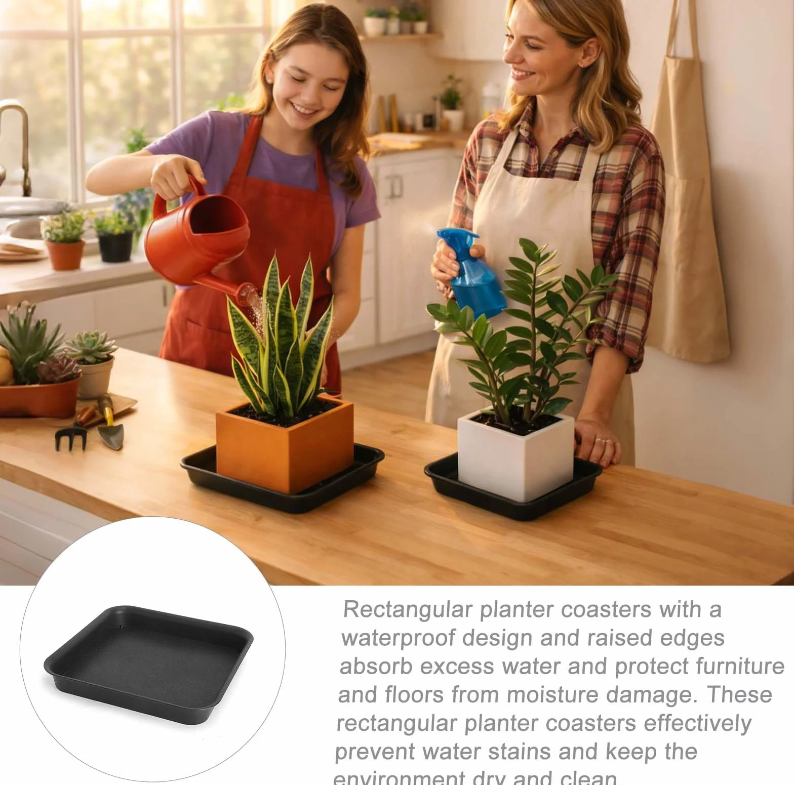 Plastikowe podstawki pod doniczki 29x29 cm czarne zestaw 4 sztuk