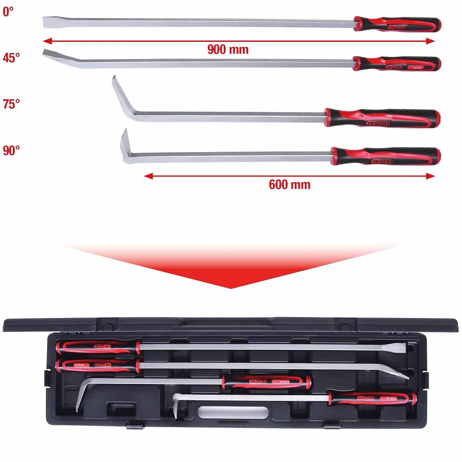 KS Tools 911.8410 Zestaw łomów, 4-szt