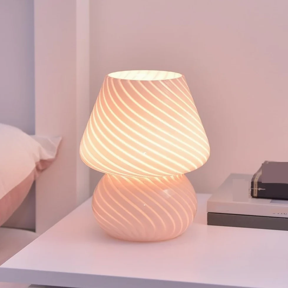 Lampka biurkowa Szklana lampa stołowa, prosta sypialnia, stolik nocny, dekoracja gabinetu, lampka nocna Lampka nocna