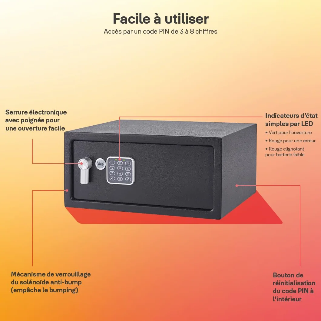 Yale YLV/200/DB2 Sejf Podstawowy Meblowy na Laptopa, Sejf Domowy, Elektroniczna Klawiatura, 15mm Stalowe Rygle, 43x35x20 cm (dł. x szer. x wys.), Czarny