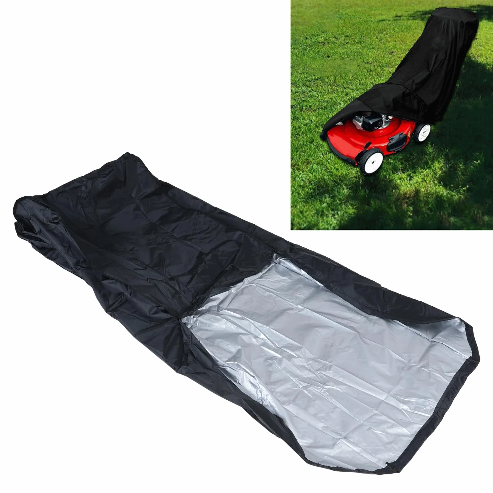 Pokrywka Kosiarki Xford Universal Fit Push Lawn Mower 210D Oxford Fabric Cover z Torbą, Czarny