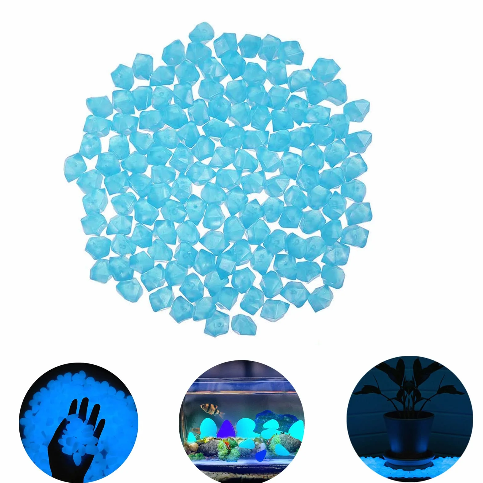 Świecące kamienie ogrodowe fluorescencyjne kamyki dekoracyjne 14 x 11 mm 300 sztuk