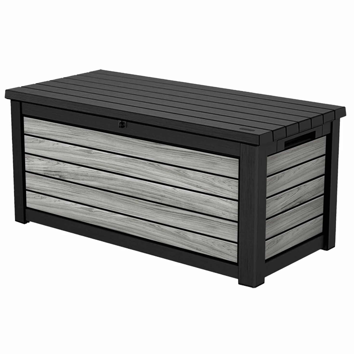 Keter Northwood 623 l skrzynia ogrodowa | 157 x 72 x 69 cm | tworzywo sztuczne o wyglądzie drewna (Storm Grey), obciążenie pokrywy do 270 kg, zamykana