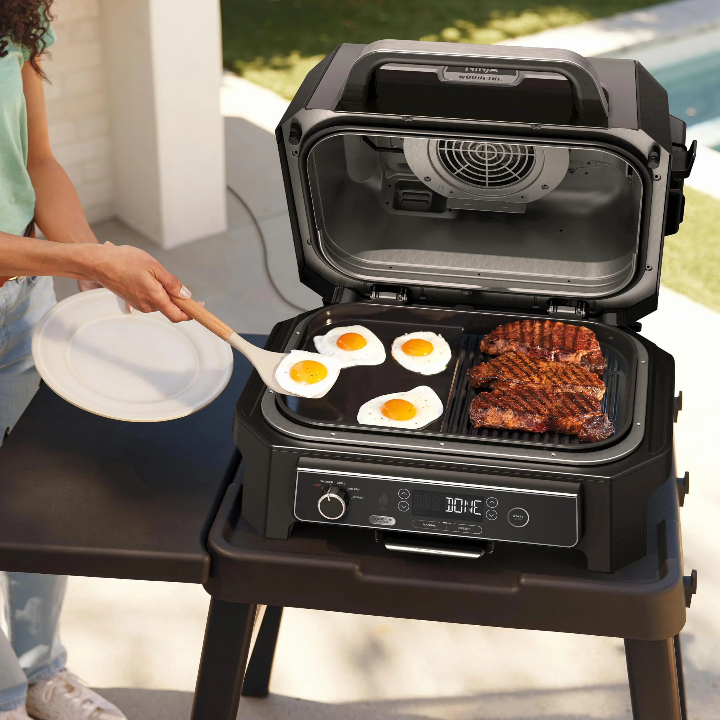 Ninja Woodfire XL Grill i płaski talerz, nieprzywierająca, kompatybilny z OG850/OG901, czarny