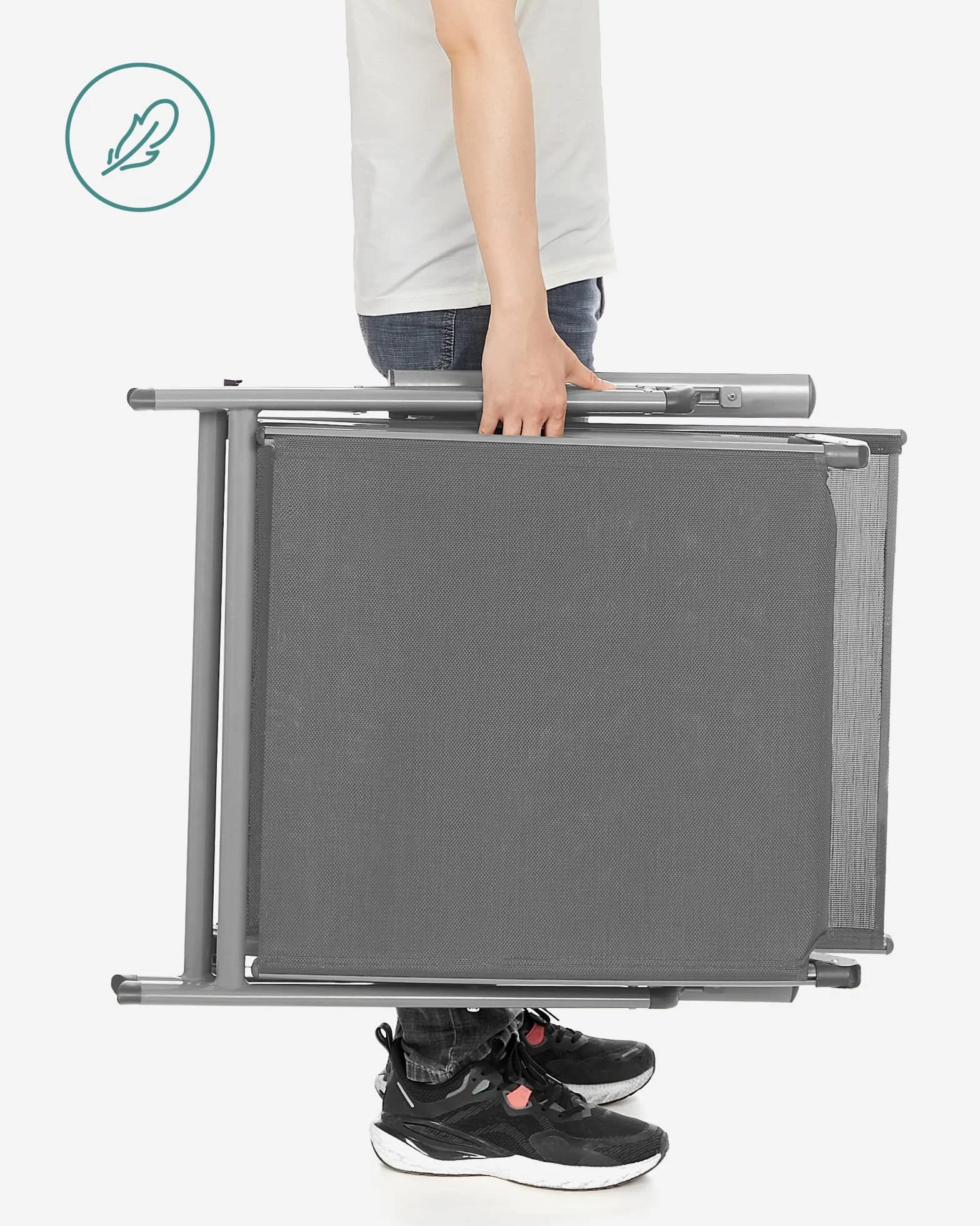 SONGMICS GCB24GY Leżak do opalania składany z materacem 6 cm, aluminium nierdzewne, obciążenie 150 kg, szary