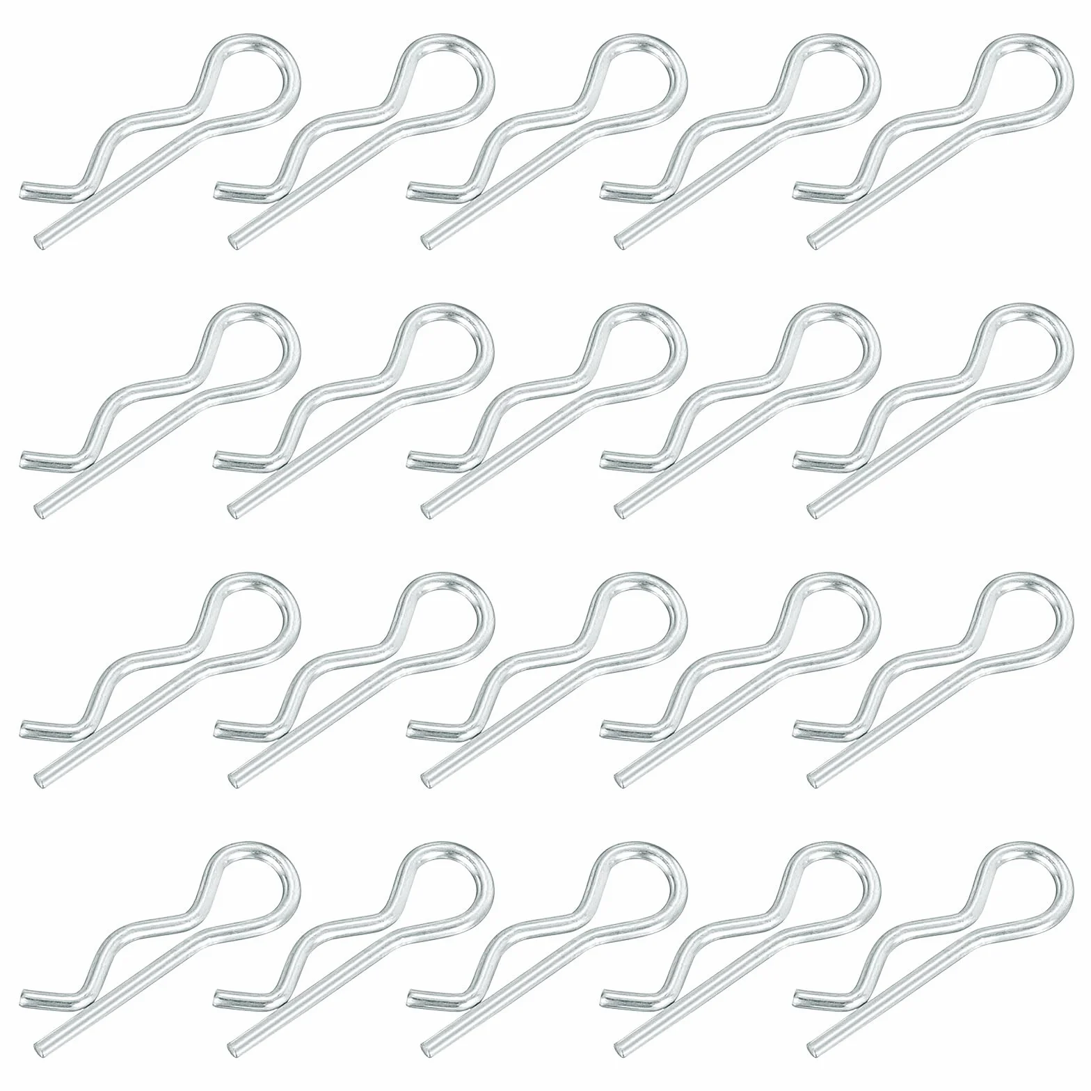 QUARKZMAN 1,2 mm x 21 mm zawleczka szybkozłączka, zawleczka do przyczepy, trzpień zabezpieczający, szpilka do włosów, stal węglowa, kolor srebrny, 20 sztuk