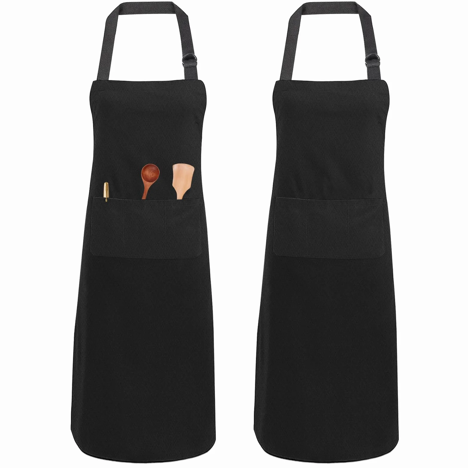 Czarny fartuch kuchenny 2 szt. z kieszeniami BBQ Bar Chef do grillowania