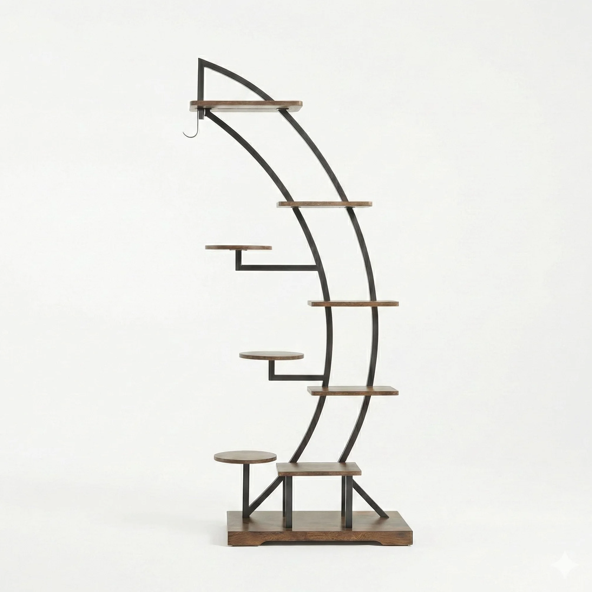 Regał na rośliny z oświetleniem 9 poziomów 160 cm metal drewno stojak dekoracyjny