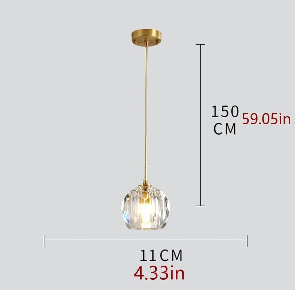Nowoczesna pojedyncza głowica kryształowa szklana lampa wisząca LED luksusowa lampa wisząca z kutego żelaza długa linia mała lampa wisząca Nordic sypialnia nocna mały żyrandol E27
