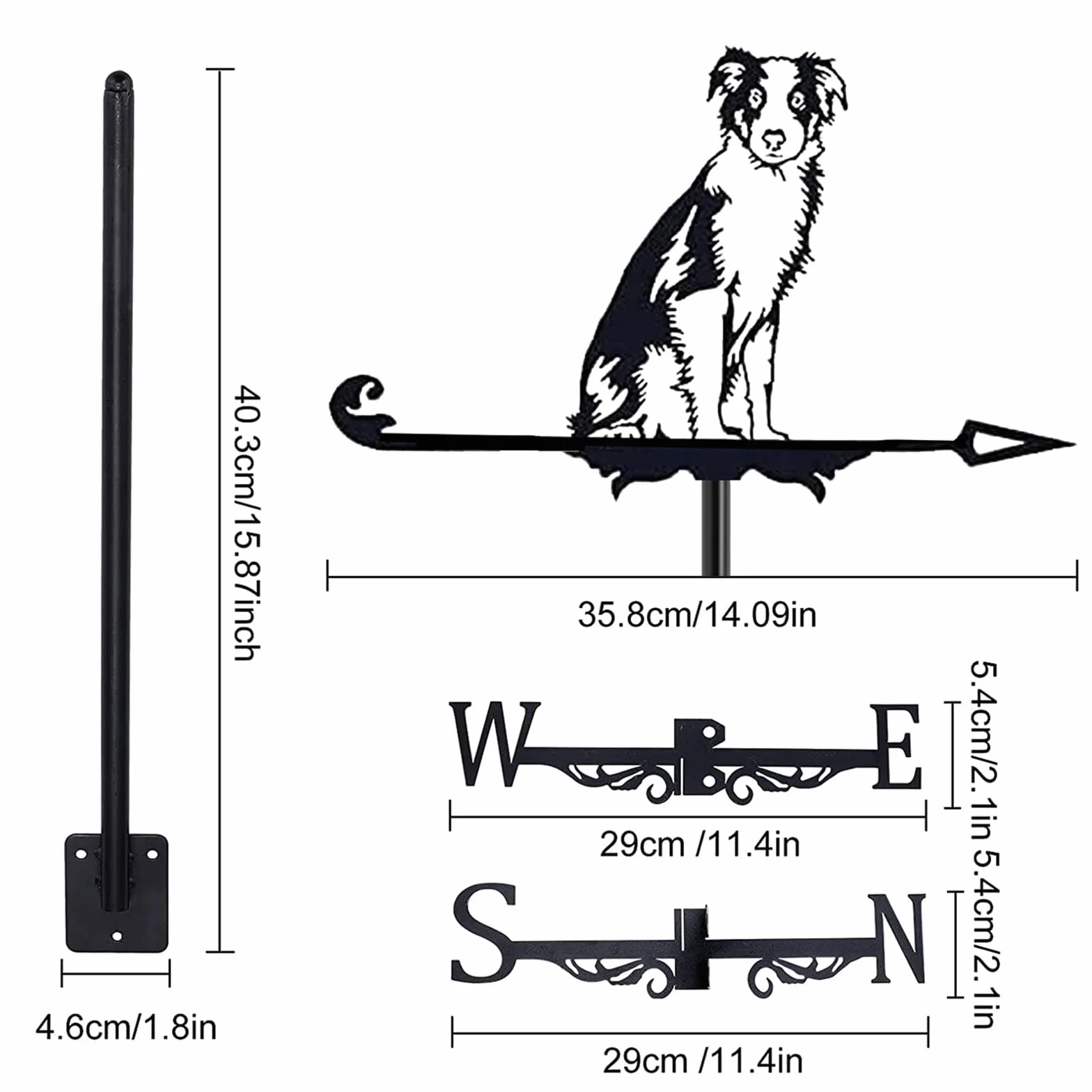 Weathervane Border Collie ozdoba dla psa kierunkowskaz wiatru akcesoria dekoracyjne do gospodarstwa