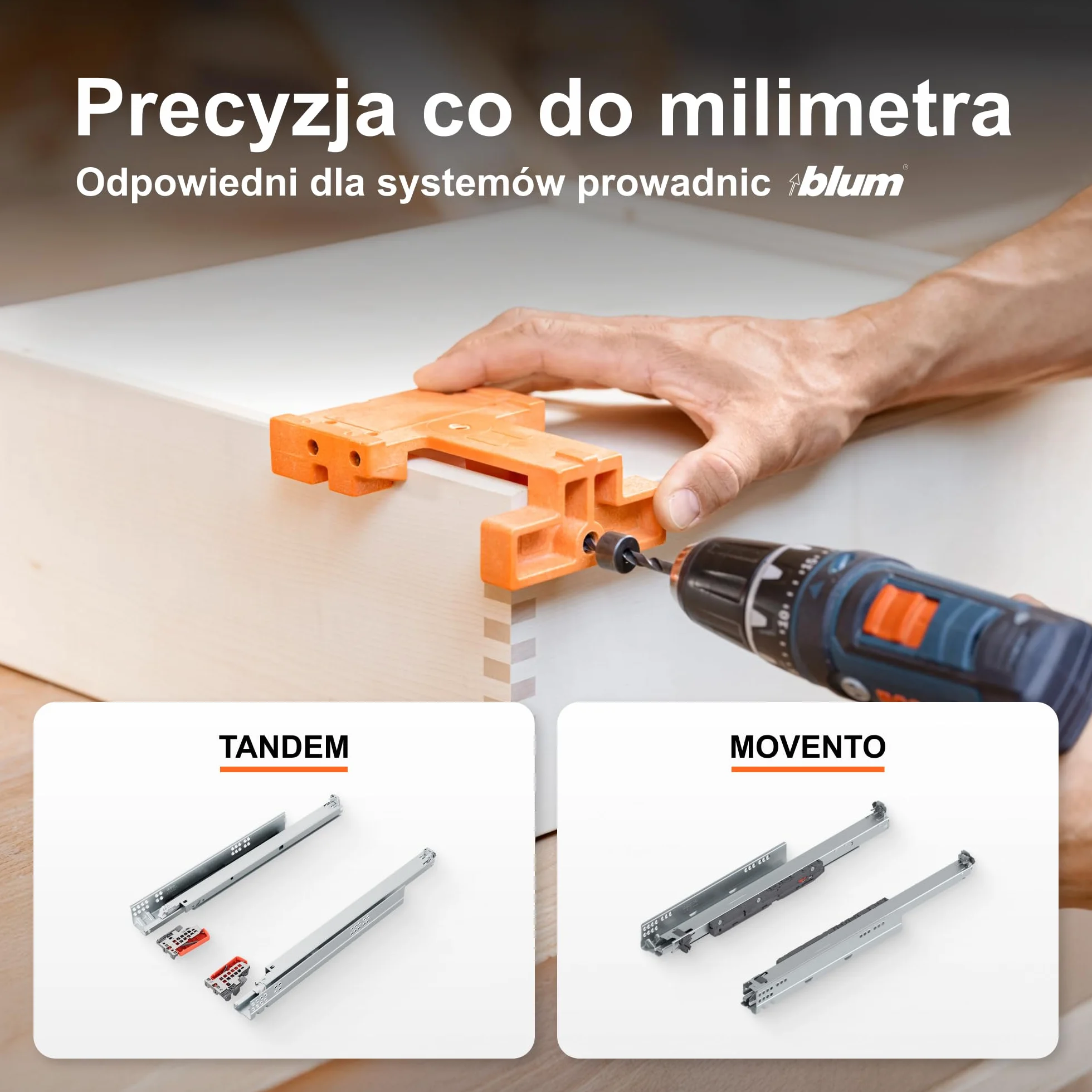 Blum Szablon wiertniczy do TANDEM/MOVENTO, T65.1000/T65.9000 ręczny powered, pomarańczowy, szablon do wiercenia, tworzywo sztuczne