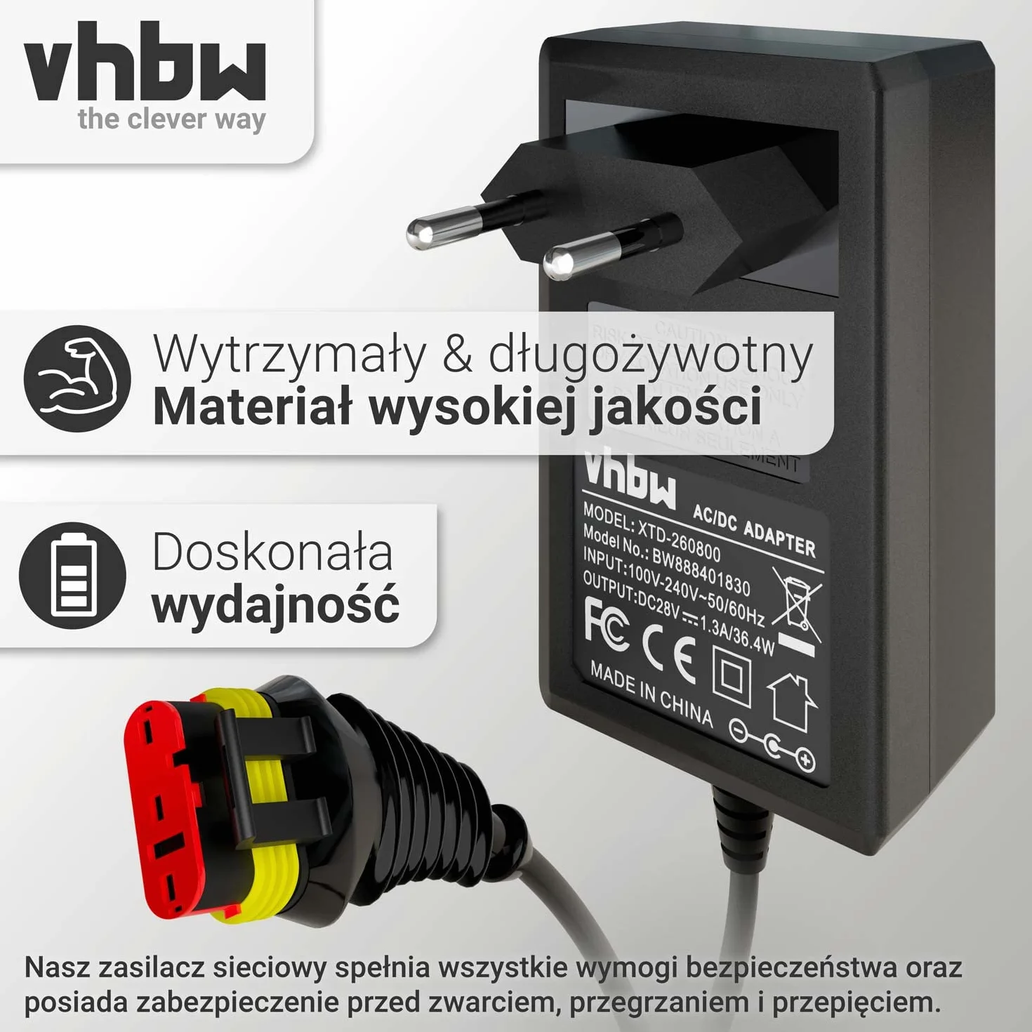 vhbw Zasilacz sieciowy kompatybilny z Gardena R50Li, R80Li, R40Li, R45Li, R70Li, Sileno City, Sileno Life robot kosiarka