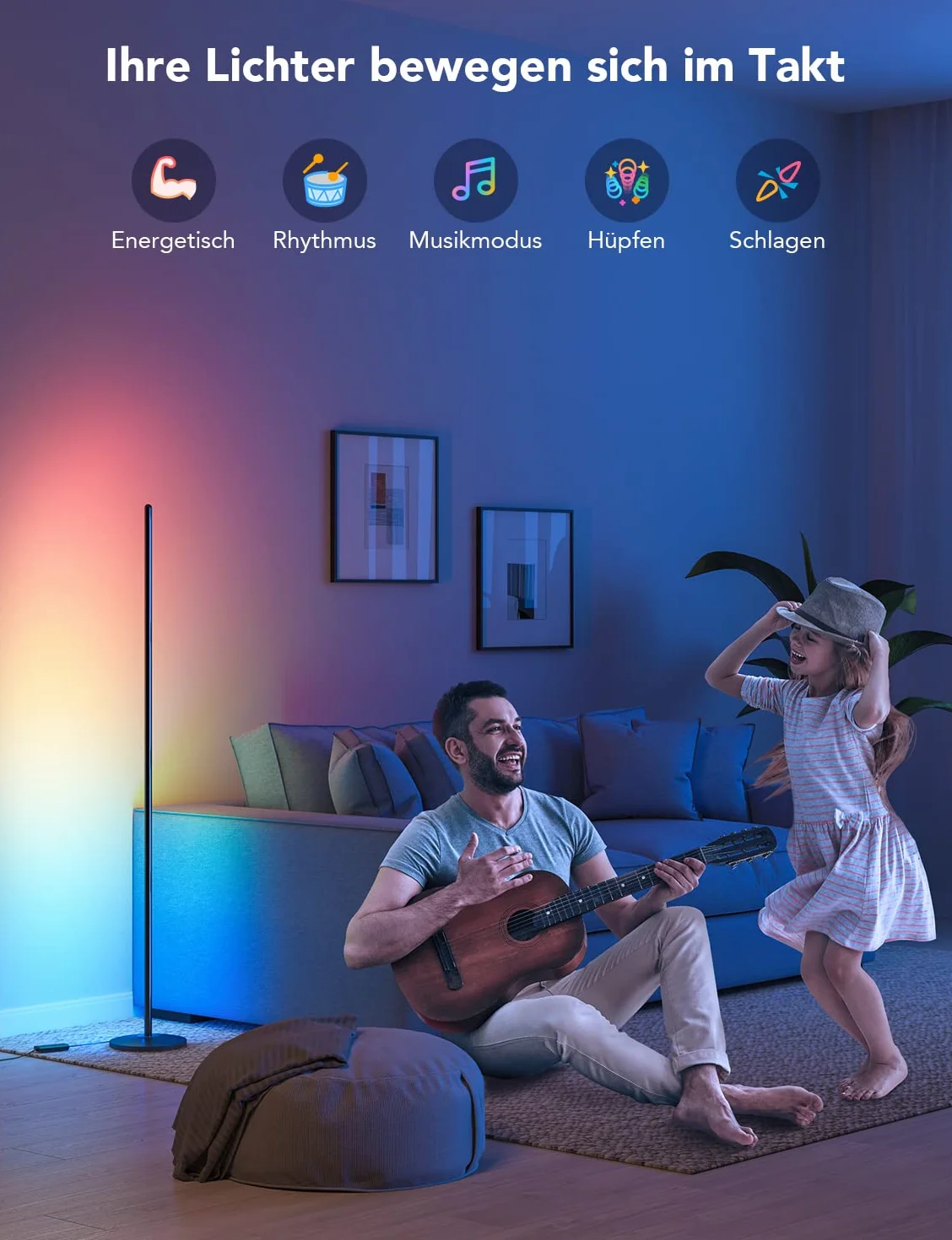 Govee RGBIC lampa stojąca LED, WiFi, ściemniana, Alexa i Google Assistant, sterowanie aplikacją, 16 milionów kolorów, 58 trybów scenerii, tryby muzyki, tryb DIY, do sypialni, dla graczy, czarna