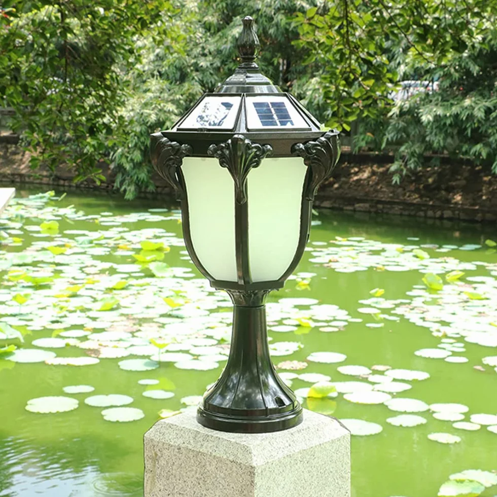 Zewnętrzne lampy słupkowe nowoczesne lampy solarne kolumnowe proste metalowe lampy ogrodowe wodoodporne zewnętrzne ogrodzenie drzwi bramy willa LED oświetlenie