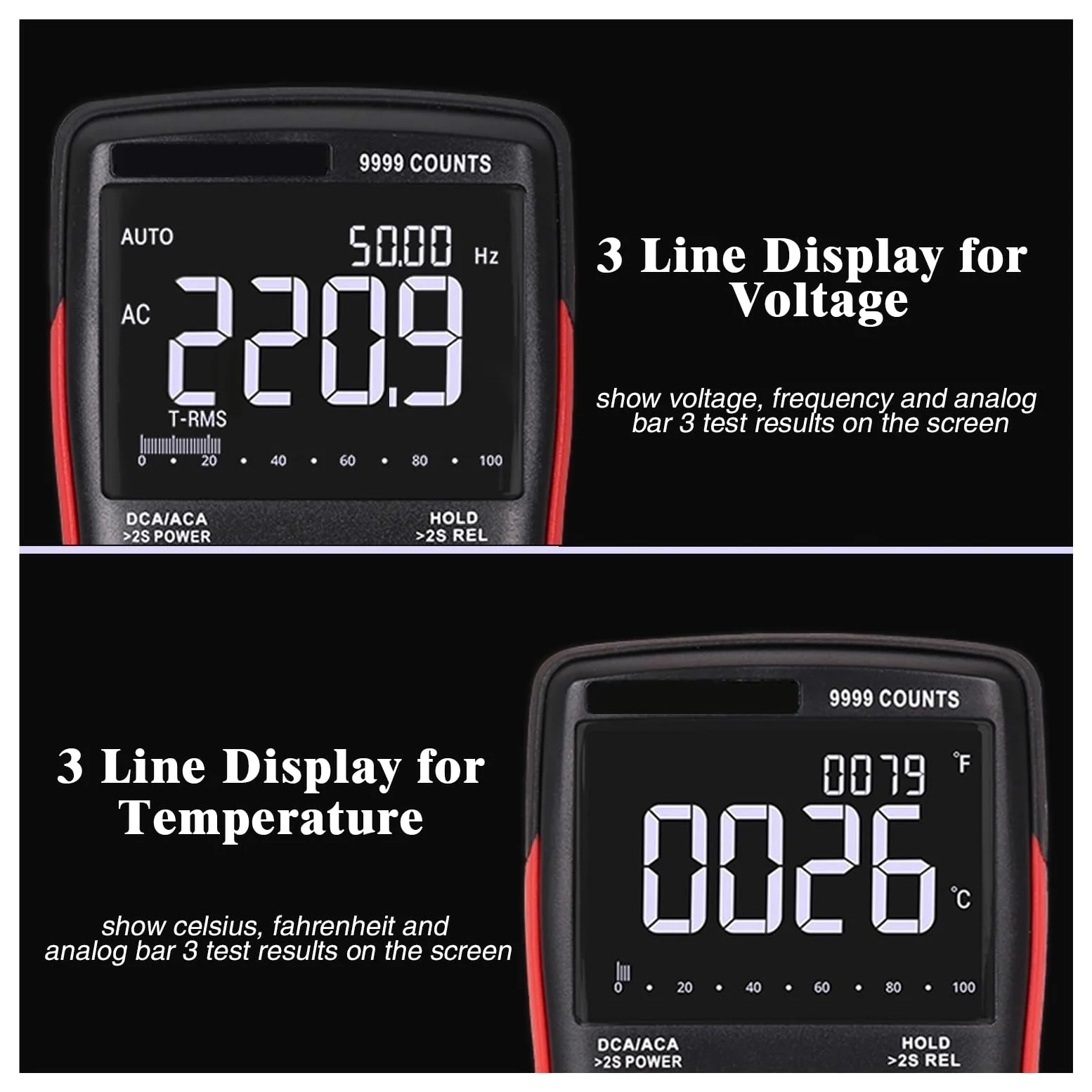 Multimetr Cyfrowy 102A Auto Zakres EBTN LCD DC AC Woltomierz Amperomierz Kondensator Prądu Ohm Temp NCV Tester Szybko Dokładnie Łatwy Odczyt(A)