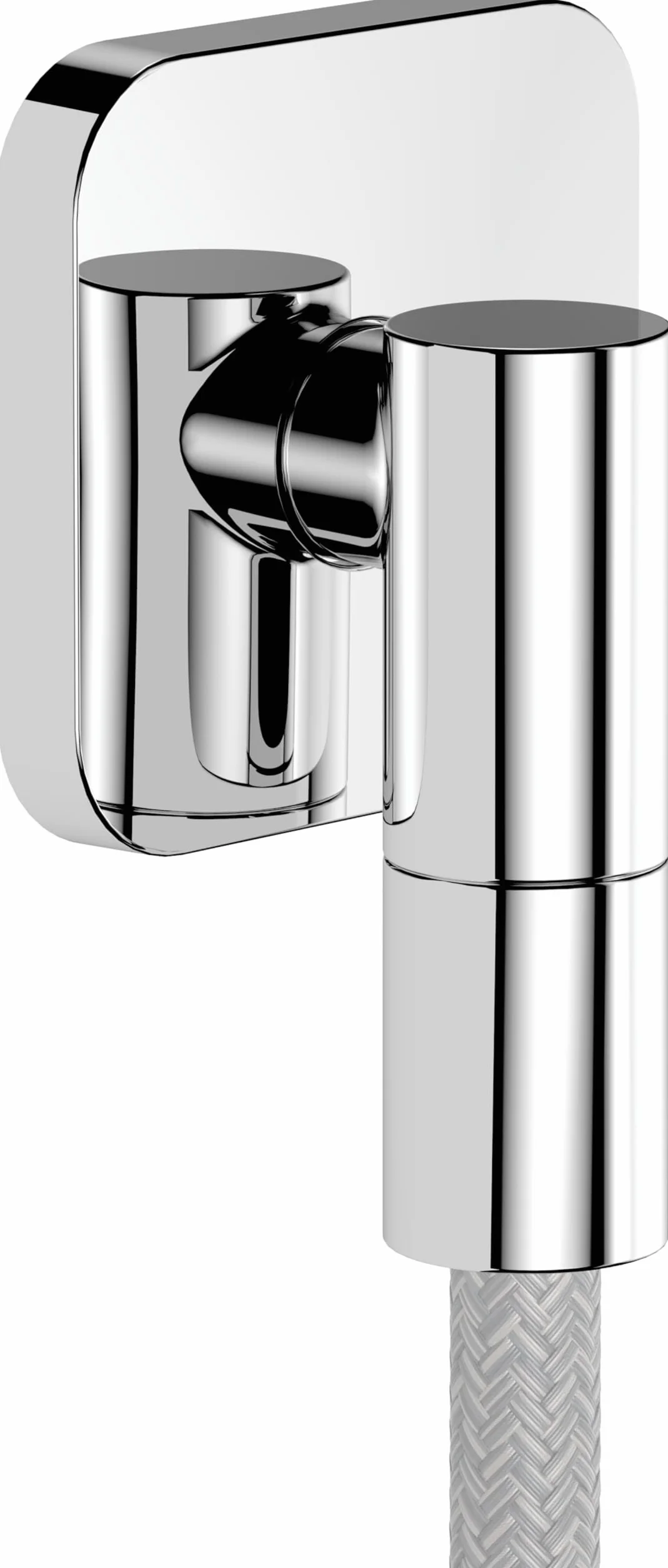 hansgrohe FixFit Fine Q - podłączenie węża prysznicowego, przyłącze ścienne z zaworem zwrotnym, przyłącze węża, kąt podłączenia węża, chrom, 28884000