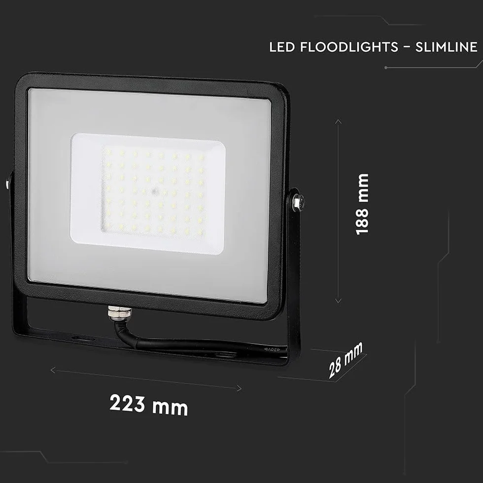V-TAC Zewnętrzny reflektor LED 50 W z chipem Samsung - [najnowsza generacja] - IP65-4000 lumenów - czarny reflektor LED do domu, ogrodu, garażu, wodoszczelny, do reflektorów, naturalne, białe światło