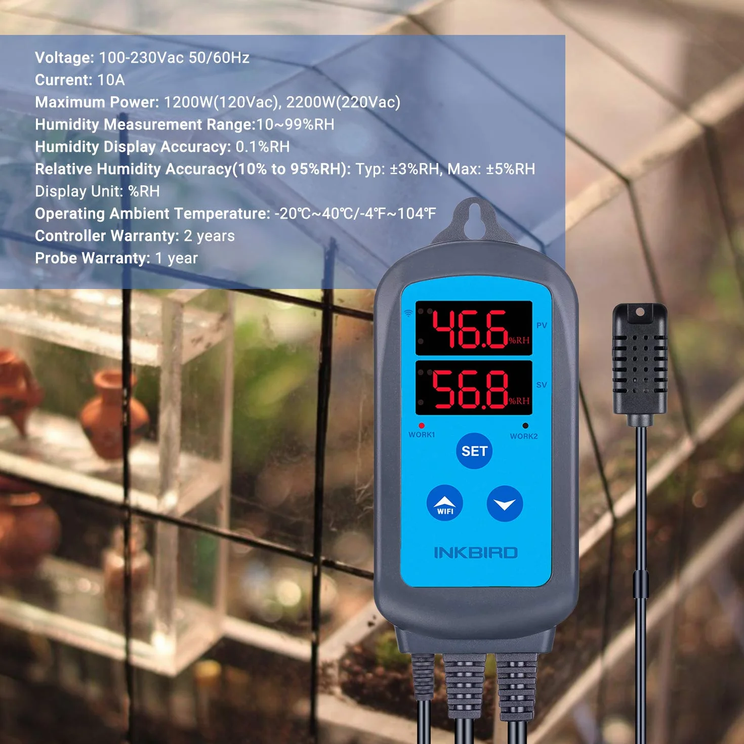 Inkbird IHC-200 WiFi Kontroler wilgotności do szklarni