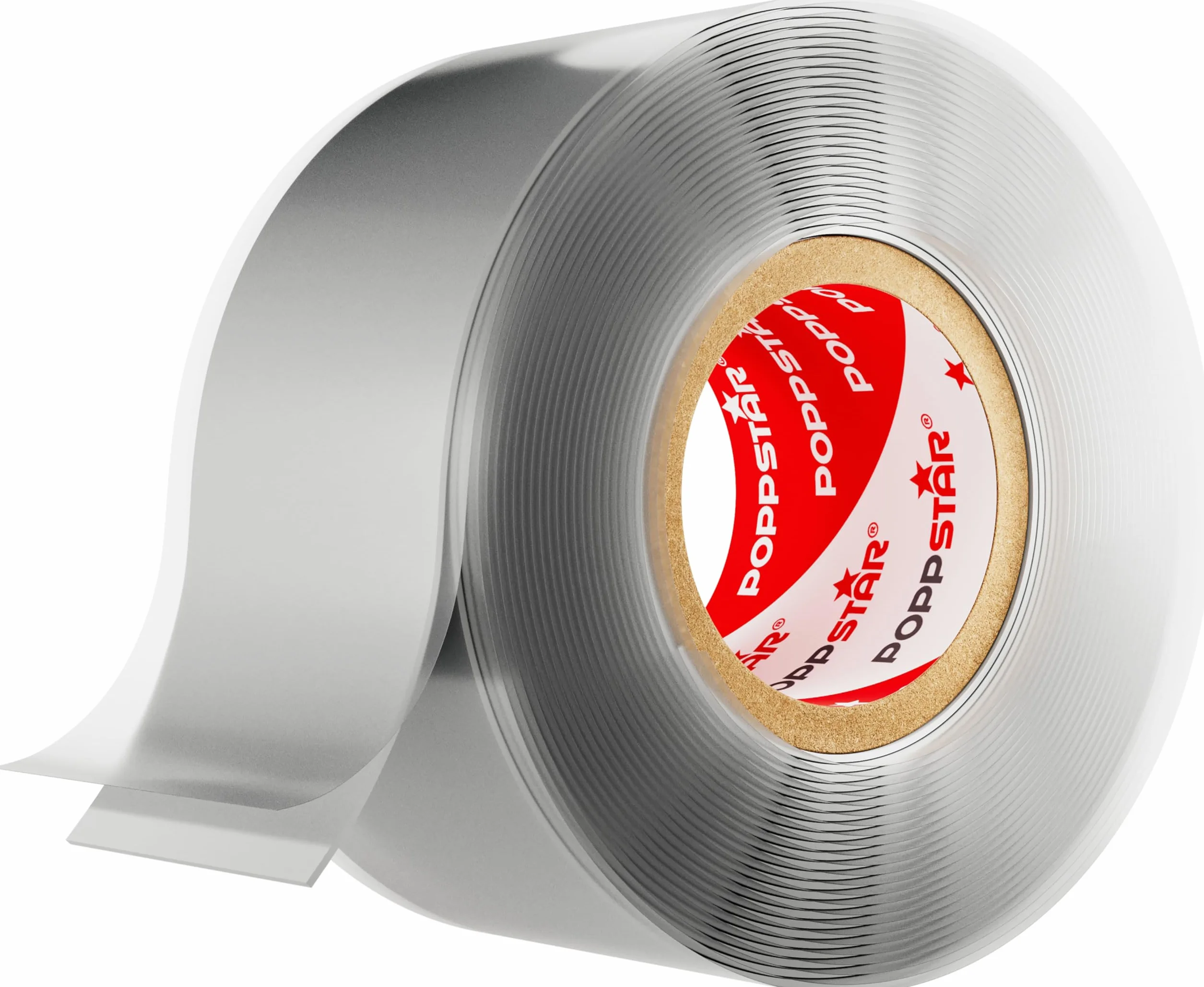 Poppstar samowulkanizująca taśma silikonowa, 3 m x 25 mm, izolacyjna i uszczelniająca (woda, powietrze), szara, 1 rolka