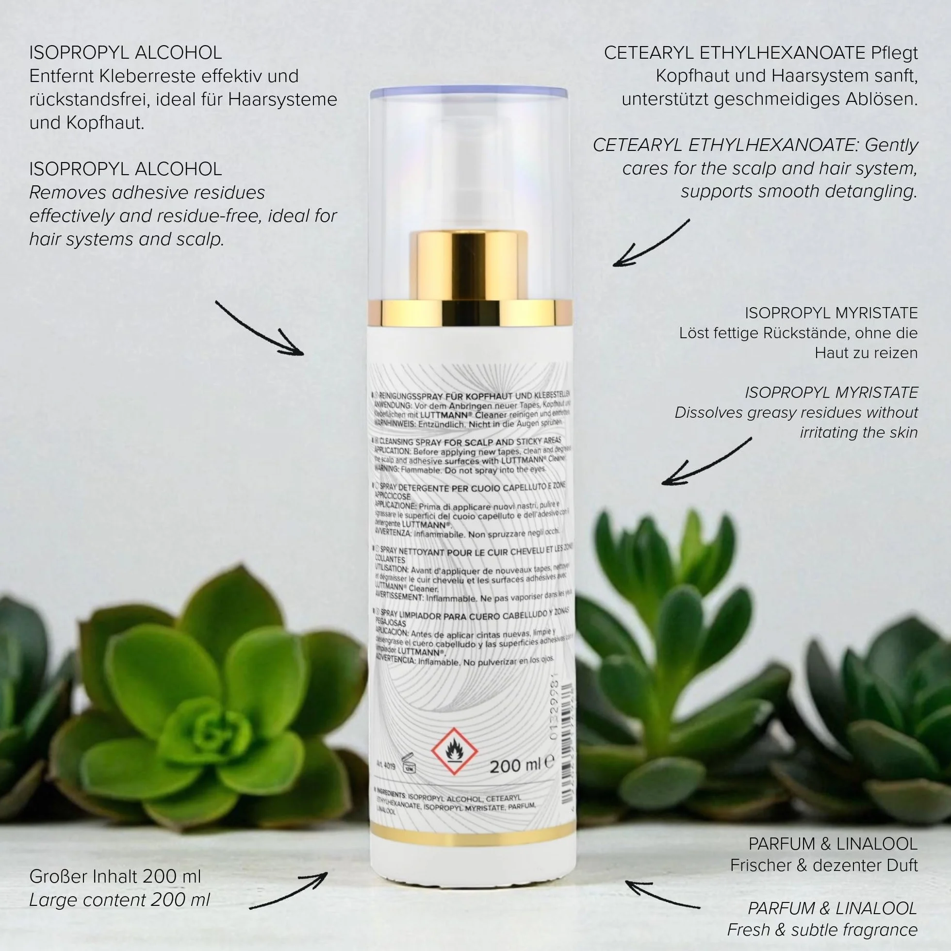 Cleaner Solvent 200 ml - Tape Extensions Bonding Remover - Zmywacz/spray czyszczący do skóry głowy i obszarów klejenia - Niemiecka jakość premium - Wyprodukowano w Niemczech